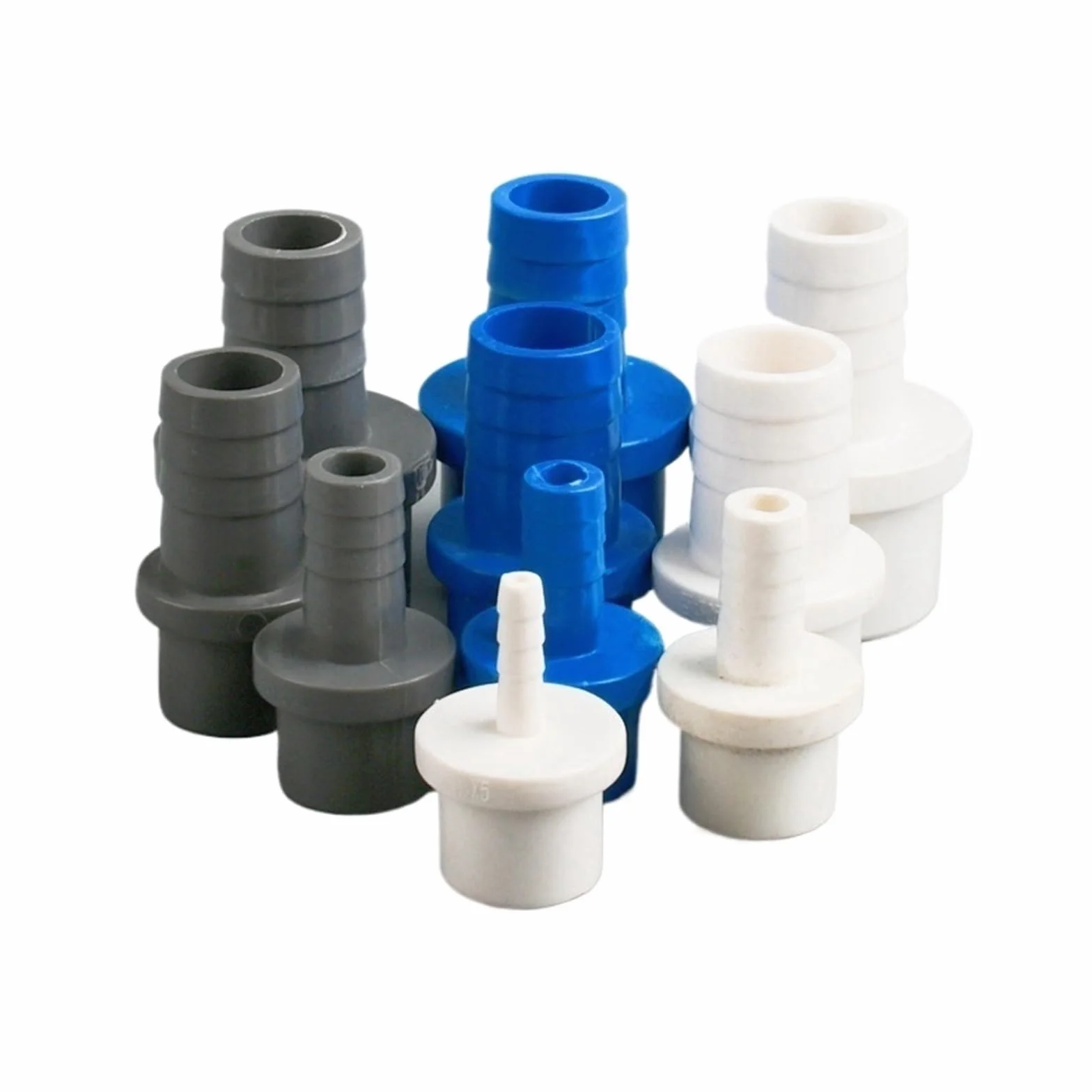 15 szt. Złączy rurowych PCV Pagoda do armatury akwariowej nawadniania ogrodu | Adapter do miękkich złączy węży 20/25/32 mm do 5/25 mm Biały Szary Niebieski(OD 20mm to 10mm,Gery (15PC))