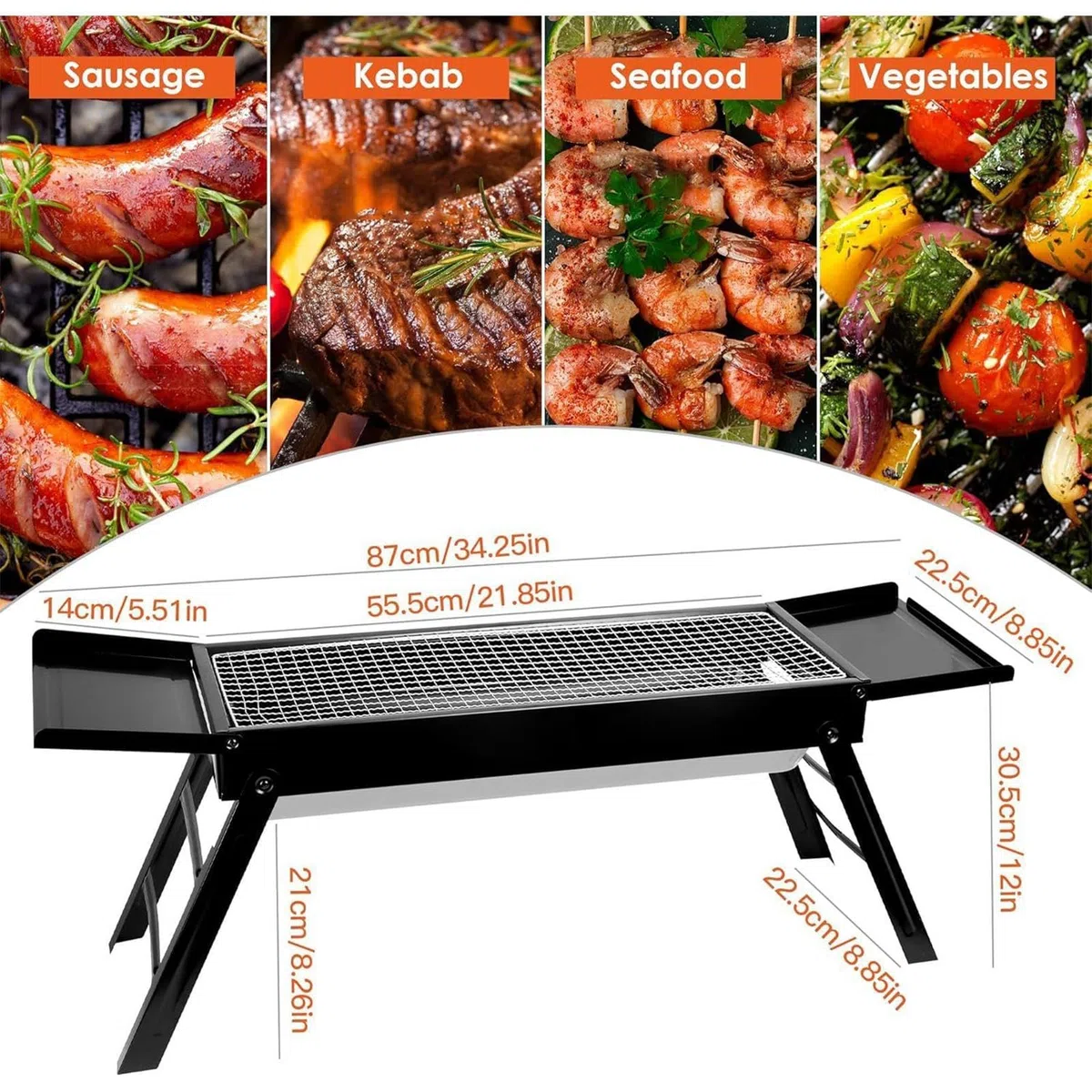 Przenośny grill na węgiel drzewny do gotowania na świeżym powietrzu, kompaktowy grill na piknik, kemping, wędrówki i plażę, idealny przenośny sprzęt do grillowania na przygody w ogrodzie