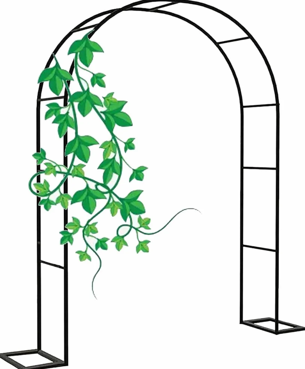 Czarna stalowa altanka ogrodowa łuk ślubny metalowa altanka Pergola rama rurowa krata brama do pnącza róże winorośli 180Cm 140Cm 240Cm szerokości,Black,W3.5M*H2.2M