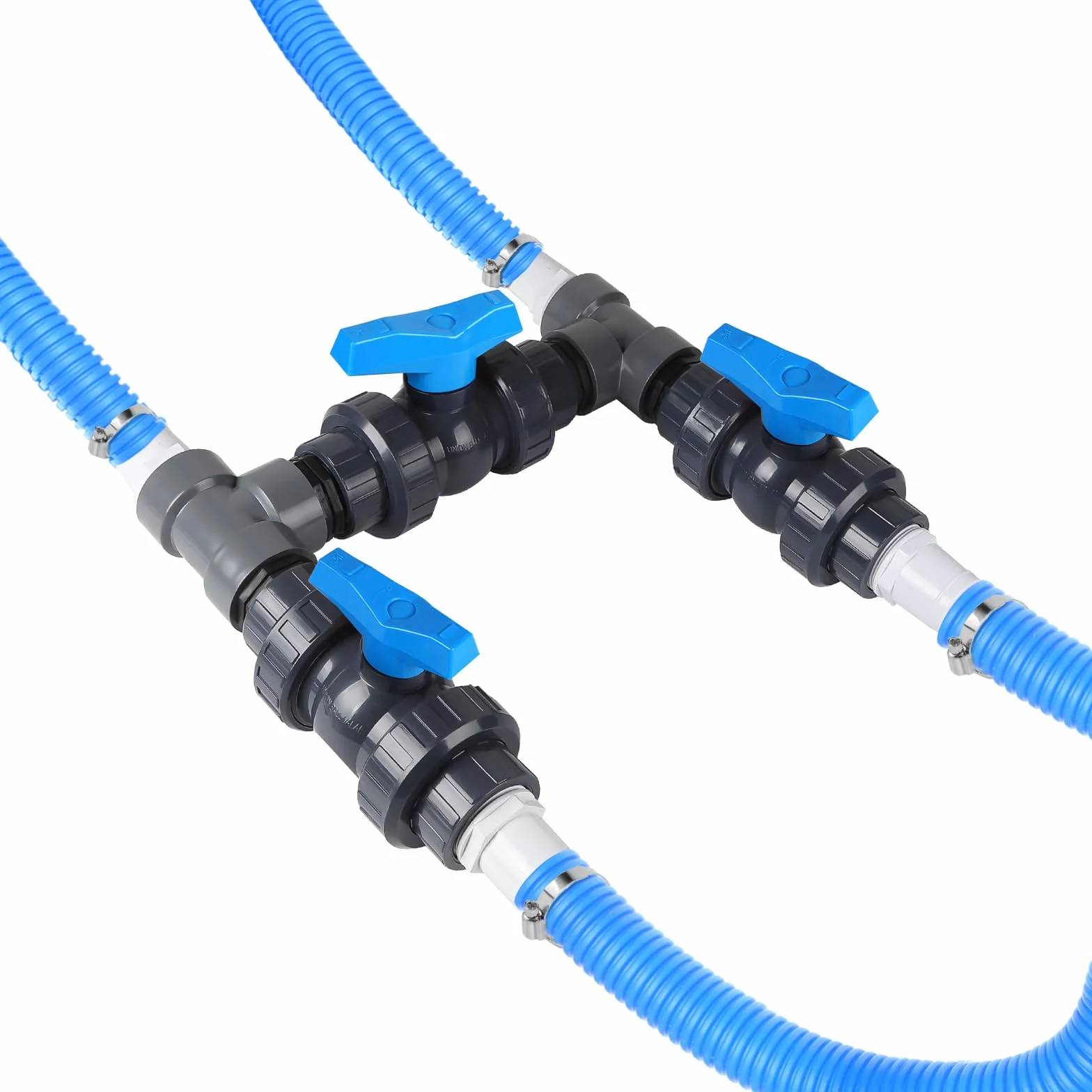 SWAWIS Zestaw Bypass do basenu 32/38 mm pompa ciepła ogrzewanie solarne zawór kulowy PCW DN50