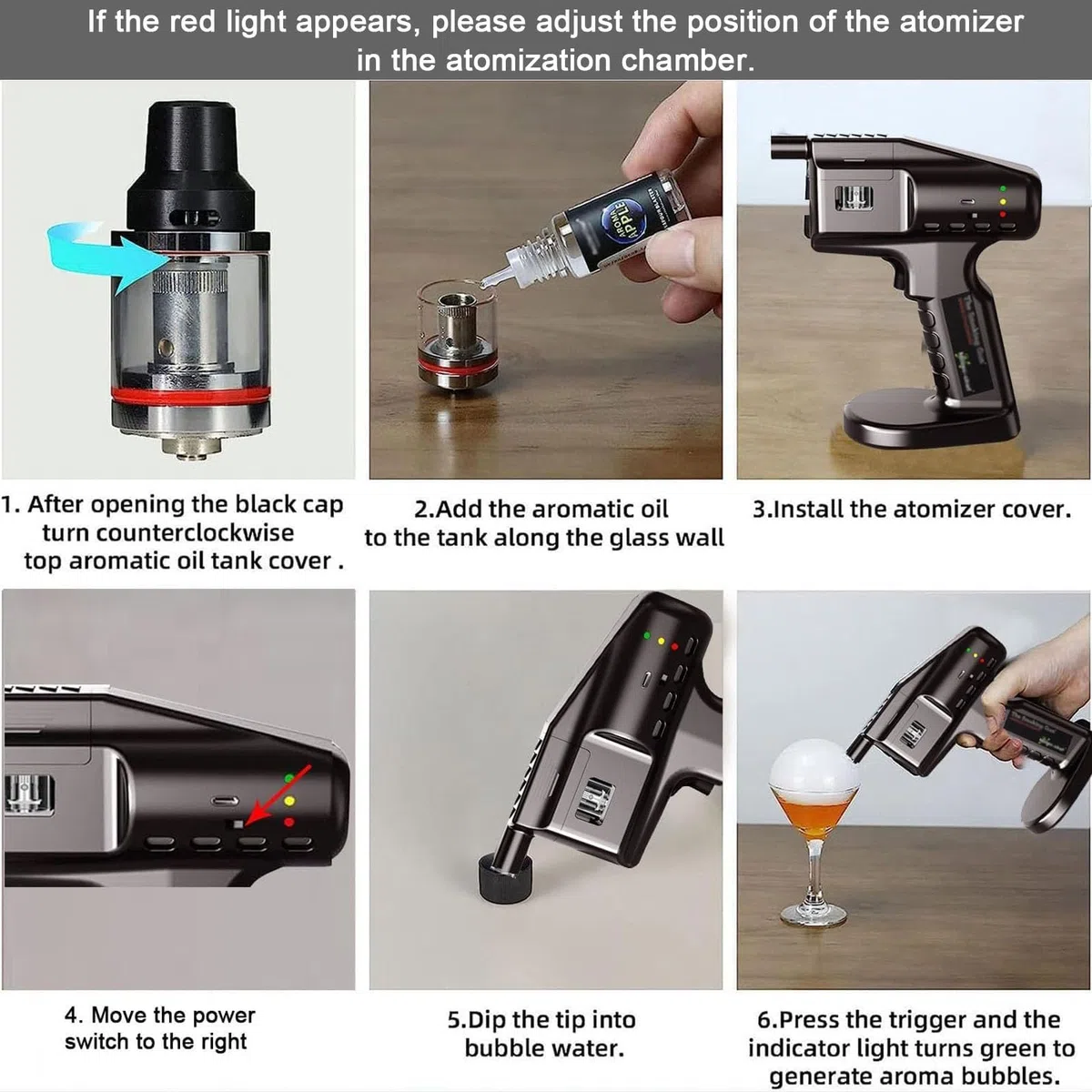 Zestaw do palenia koktajli Flavor blaster, z 300 ml płynu do baniek i 5 x 10 ml oleju, ręczny pistolet do baniek dymnych, USB Smoke Infuser Molecular Cuisine Bubble Machine