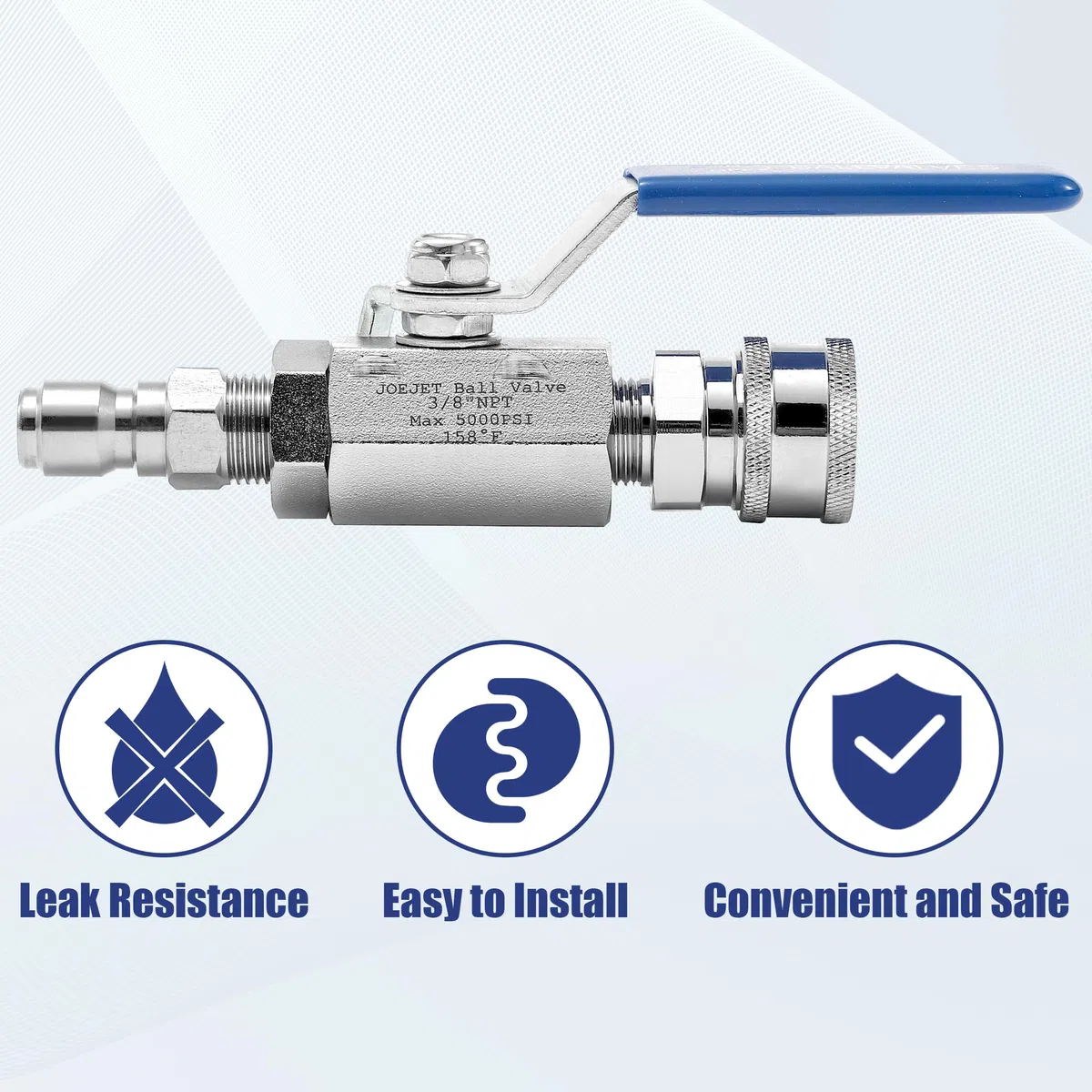 JOEJET Zestaw zaworów kulowych myjki wysokociśnieniowej, zawór kulowy 3/20.3 cm do węża myjki elektrycznej, 5000 PSI