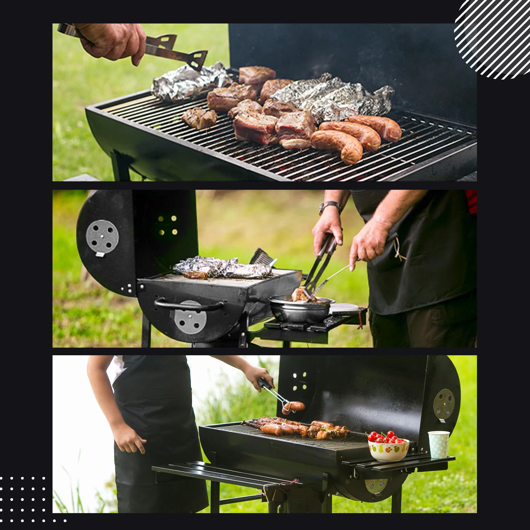 Grill Węglowy Ogrodowy z Pokrywą Przenośny 71x35 cm Five-Star GC0002