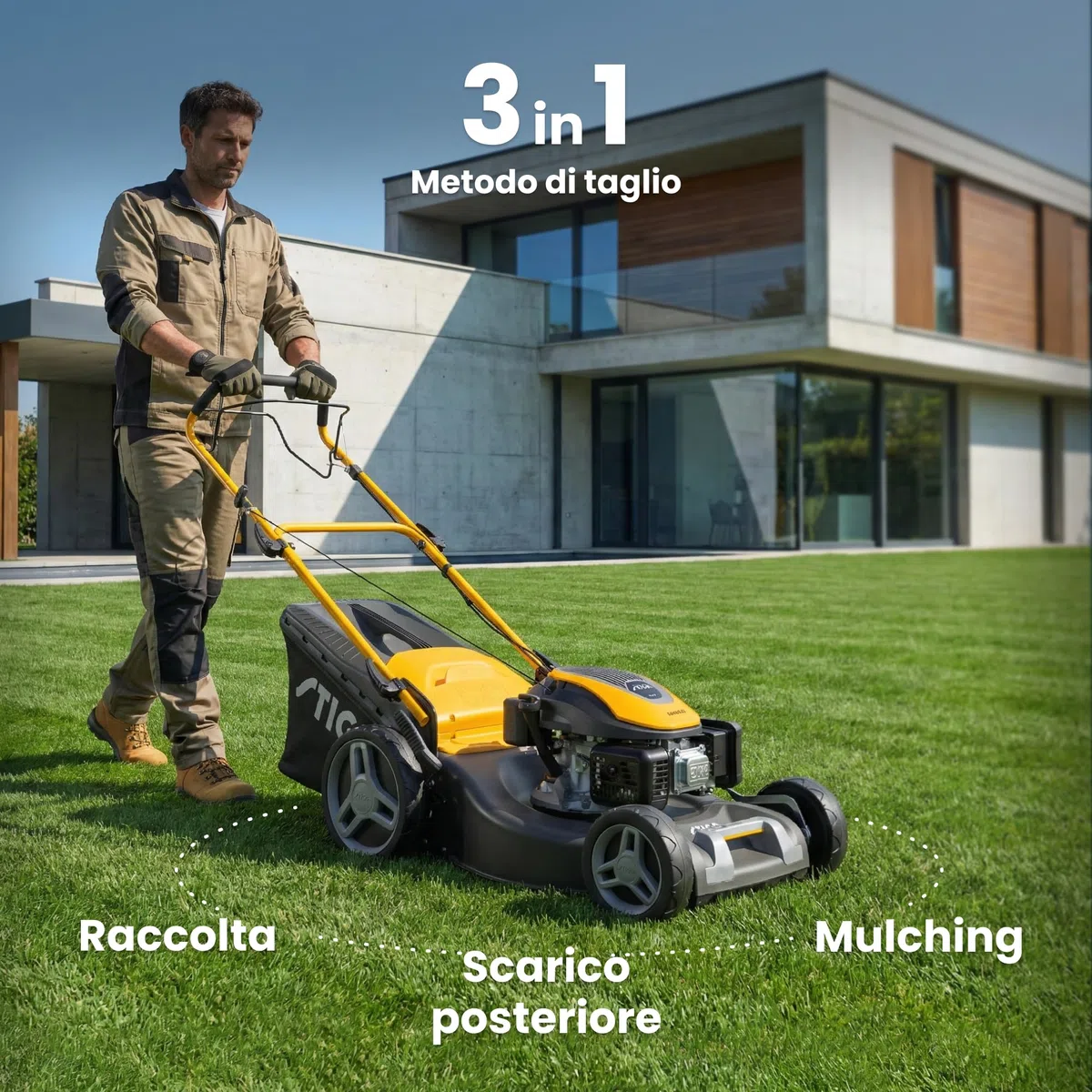 STIGA Kosiarka spalinowa Combi 53 S – samobieżna, silnik 166 cm³, szerokość cięcia 51 cm, 3 w 1: kolekcja, mulczowanie i tylny wyrzutek, zbieracz trawy 60 l