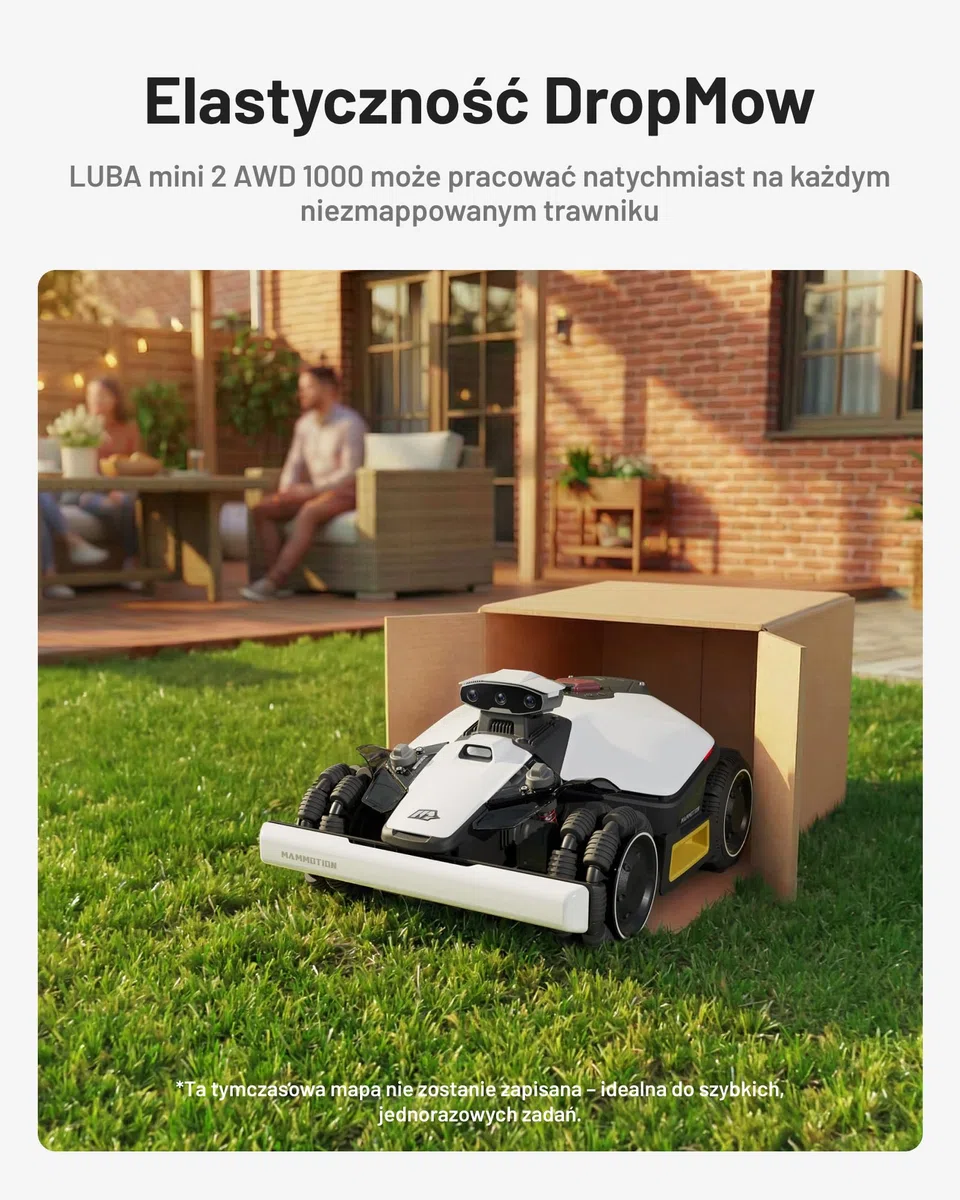 MAMMOTION LUBA mini 2 AWD 1000 Robot Koszący | 1000 m², Wizja AI z trzema kamerami & Pozycjonowanie NetRTK, Auto-Mapowanie, DropMow 80% Nachylenia, Zarządzanie10 Strefami