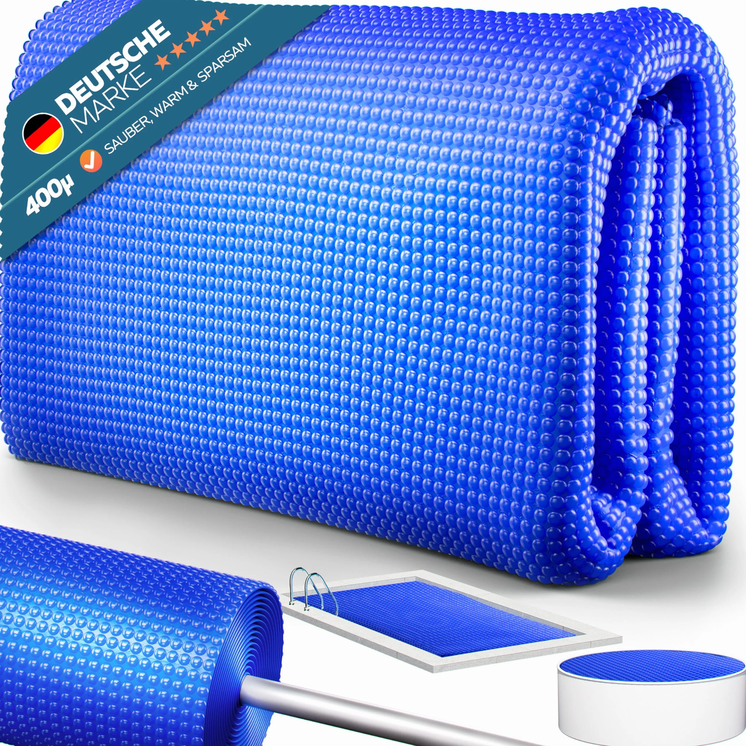 poolomio® Plandeka solarna do basenu, owalna, 800 x 400 cm, wysokiej jakości osłona basenu 400 mµ jako ogrzewanie basenu, osłona solarna do basenu owalnego w celu zwiększenia temperatury wody
