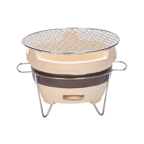Przenośny grill na węgiel drzewny - japoński piec garncarski, wentylowany, okrągły grill gliniany, na zewnątrz, kemping, ogród, grill, piesze wycieczki, łatwy do przenoszenia