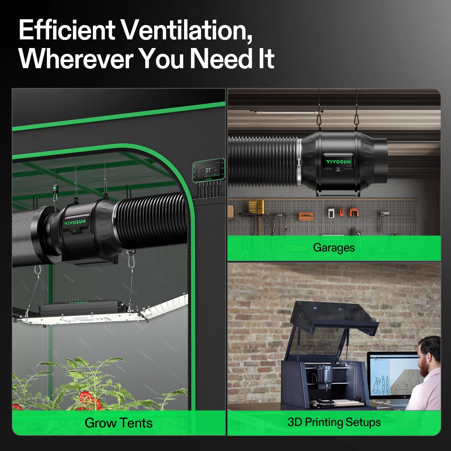 VIVOSUN Smart Air Filtration PRO T6 Zestaw 15 cm, AeroZesh T6 Wentylator kanałowy z GrowHub E42A+ kontrolerem Temp. Wilgotność WiFi, filtr węglowy & kanalizacja, system chłodzenia & wentylacji do