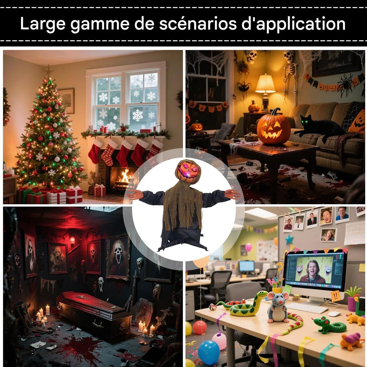 Générique Dekoracje Halloween - Impreza Ducha Ornament | Straszny O?wietlony Oscyluj?cy Wystrój z d?wi?kiem taras, trawnik, werand?, imprez?, ?cie?k? tyln?, podwórko, festiwal, ogród
