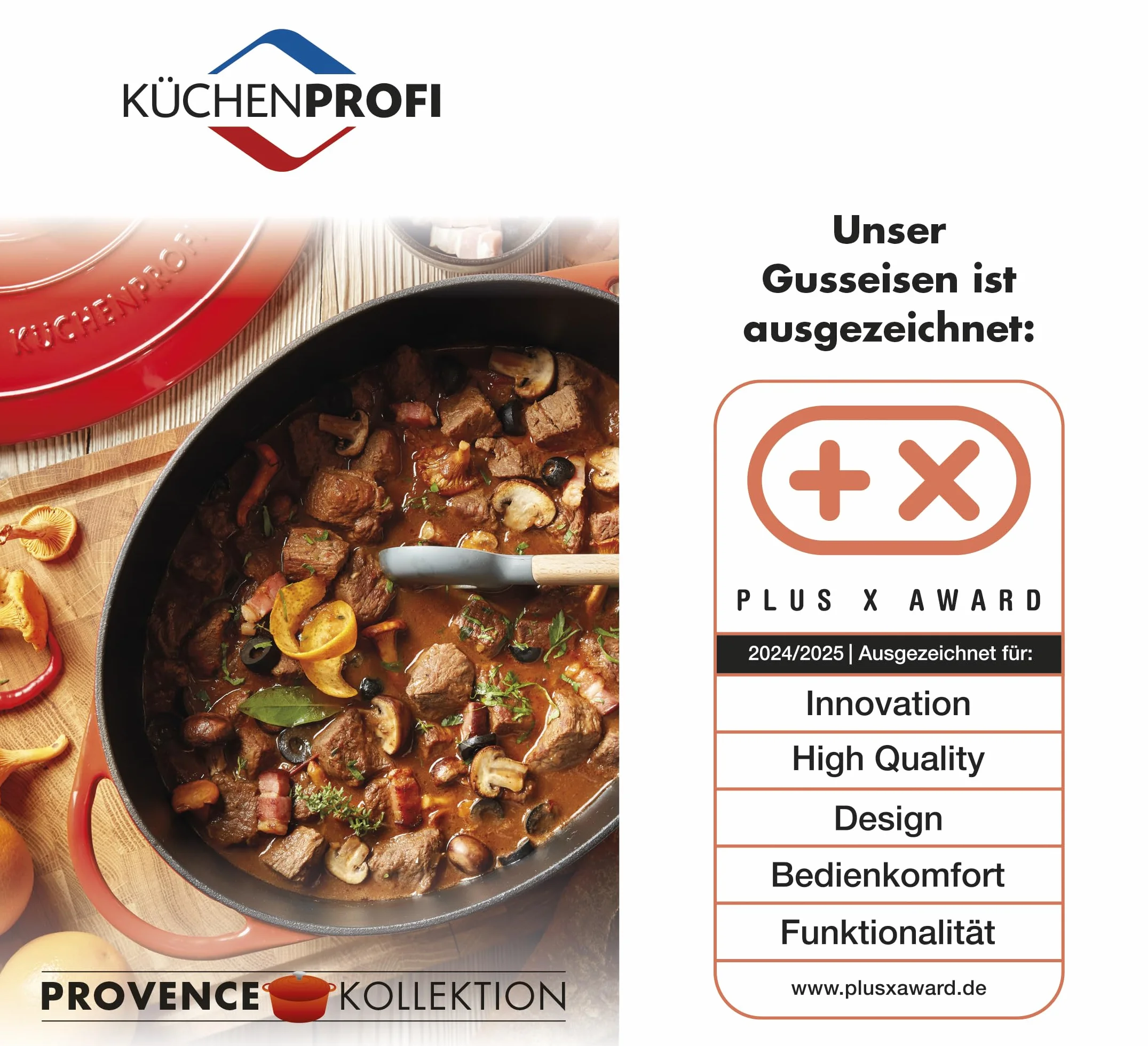 KÜCHENPROFI PROVENCE płyta grillowa Plancha 38 cm żeliwo emaliowana do indukcji