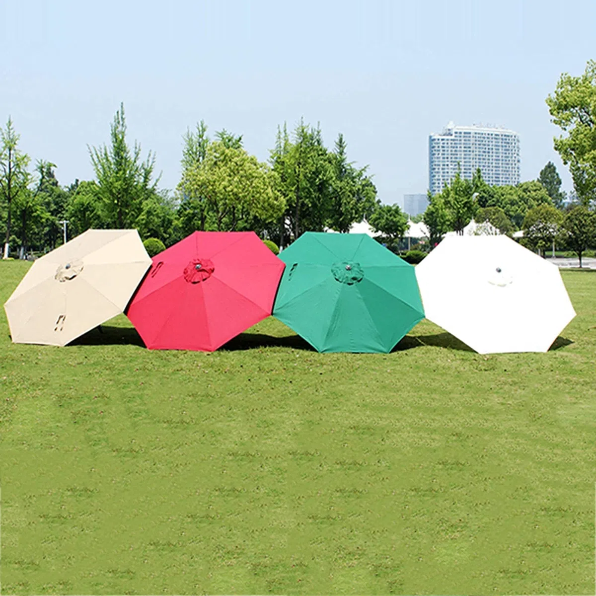 Parasol ogrodowy, duży parasol, parasol ogrodowy, żelazny słup, używany na zewnątrz, w ogrodzie, na balkonie itp., 2,7 m