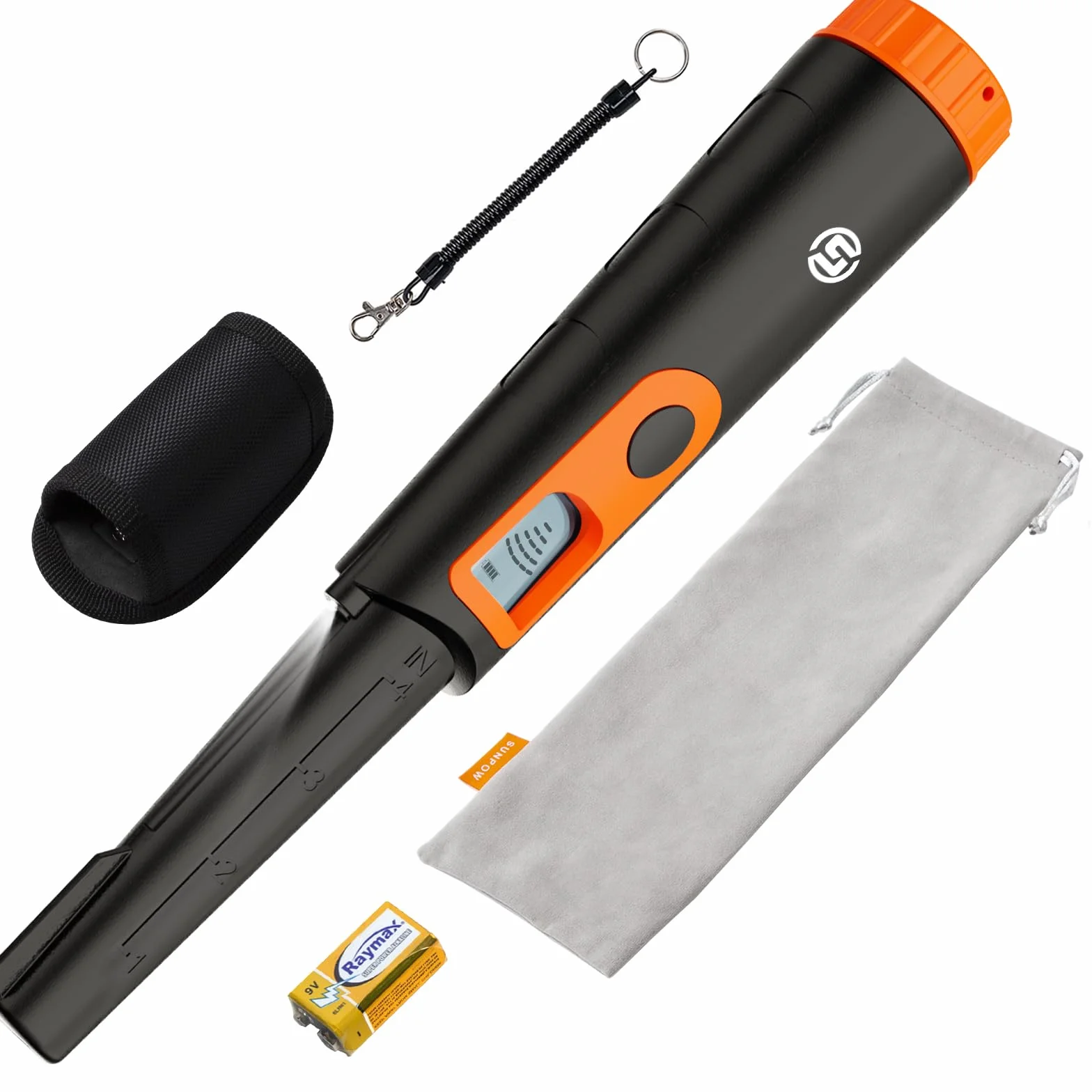 SUNPOW Pinpointer Wykrywacz Metalu dla Dorosłych i Dzieci, Wykrywacz Metali ze Wskaźnikiem Pinowym z Ekranem LCD, IP68 w Pełni Wodoodporny, Ulepszony Układ DSP, 3 Tryby (Brzęczyk, Wibracje, Dźwięk)
