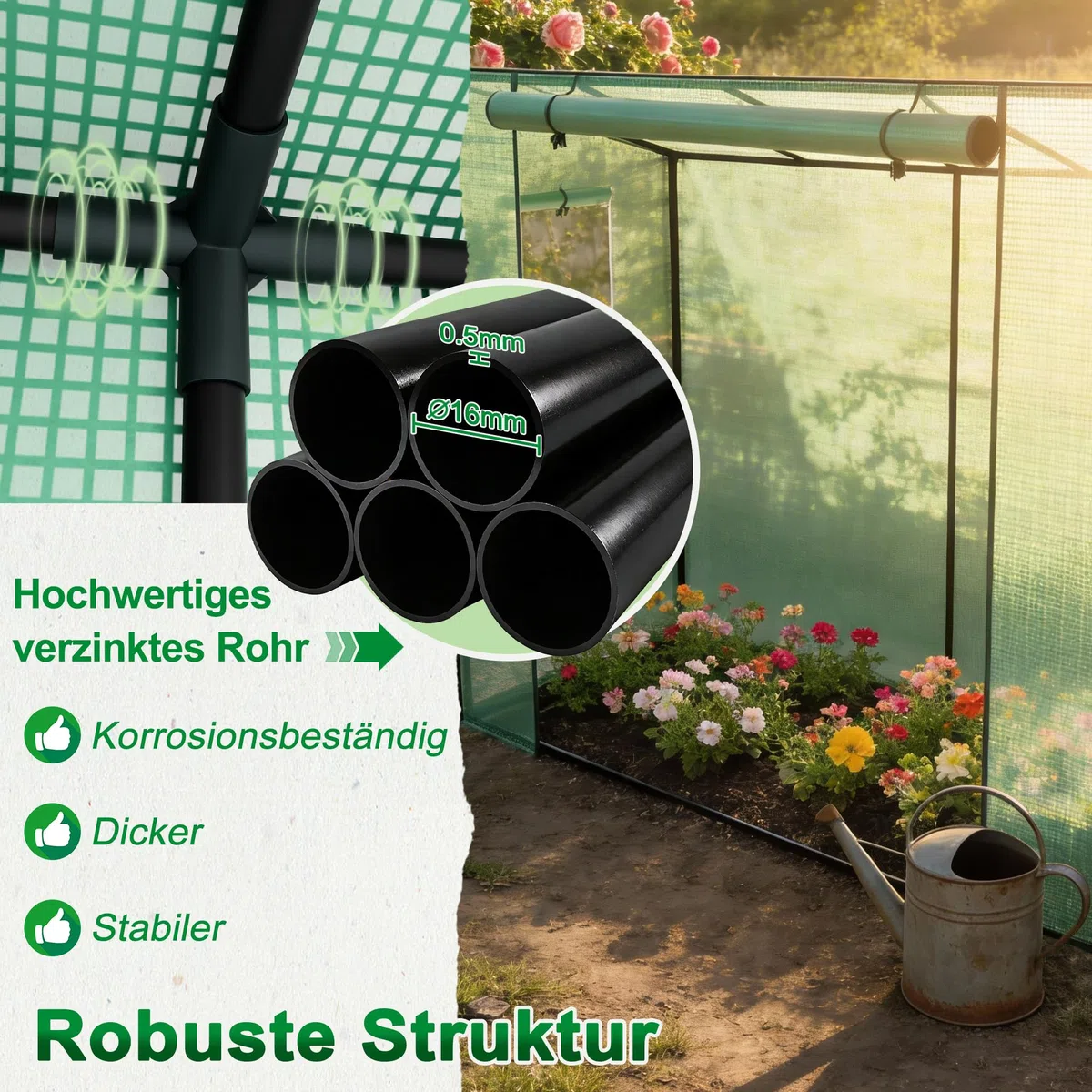 YRHome Dach skośny, 200 x 80 x 150 cm, z drzwiami i zwijanymi oknami, oddychająca szklarnia, rury ze stali ocynkowanej, ochrona przed promieniowaniem UV do warzyw, zielona