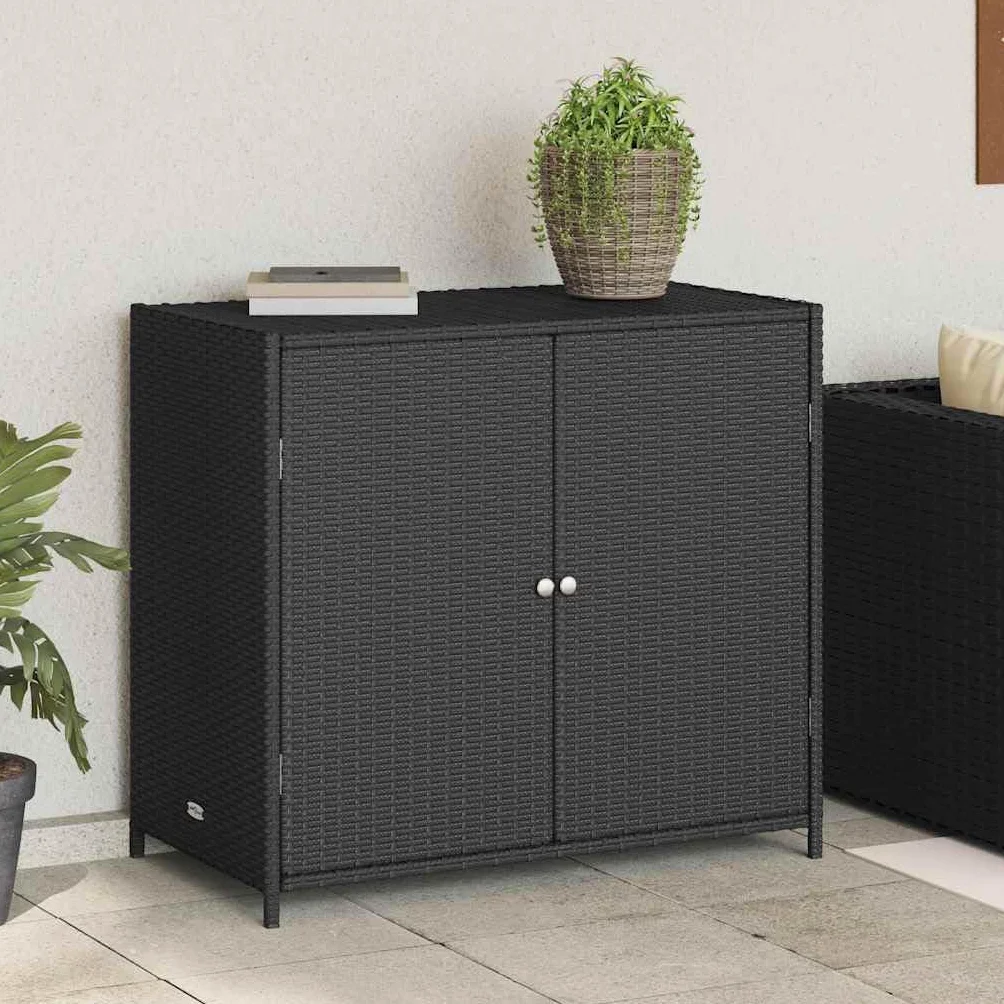 vidaXL Szafka ogrodowa polirattan czarna 83x45x76 cm