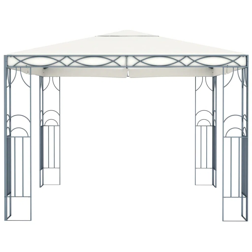 Pawilon ogrodowy 300 x 300 cm, kremowo-biały, z łańcuchem świetlnym LED, stalowym stelażem, poliestrowym dachem, składany, na taras, balkon, festiwal, wesele, grillowanie, imprezę w ogrodzie