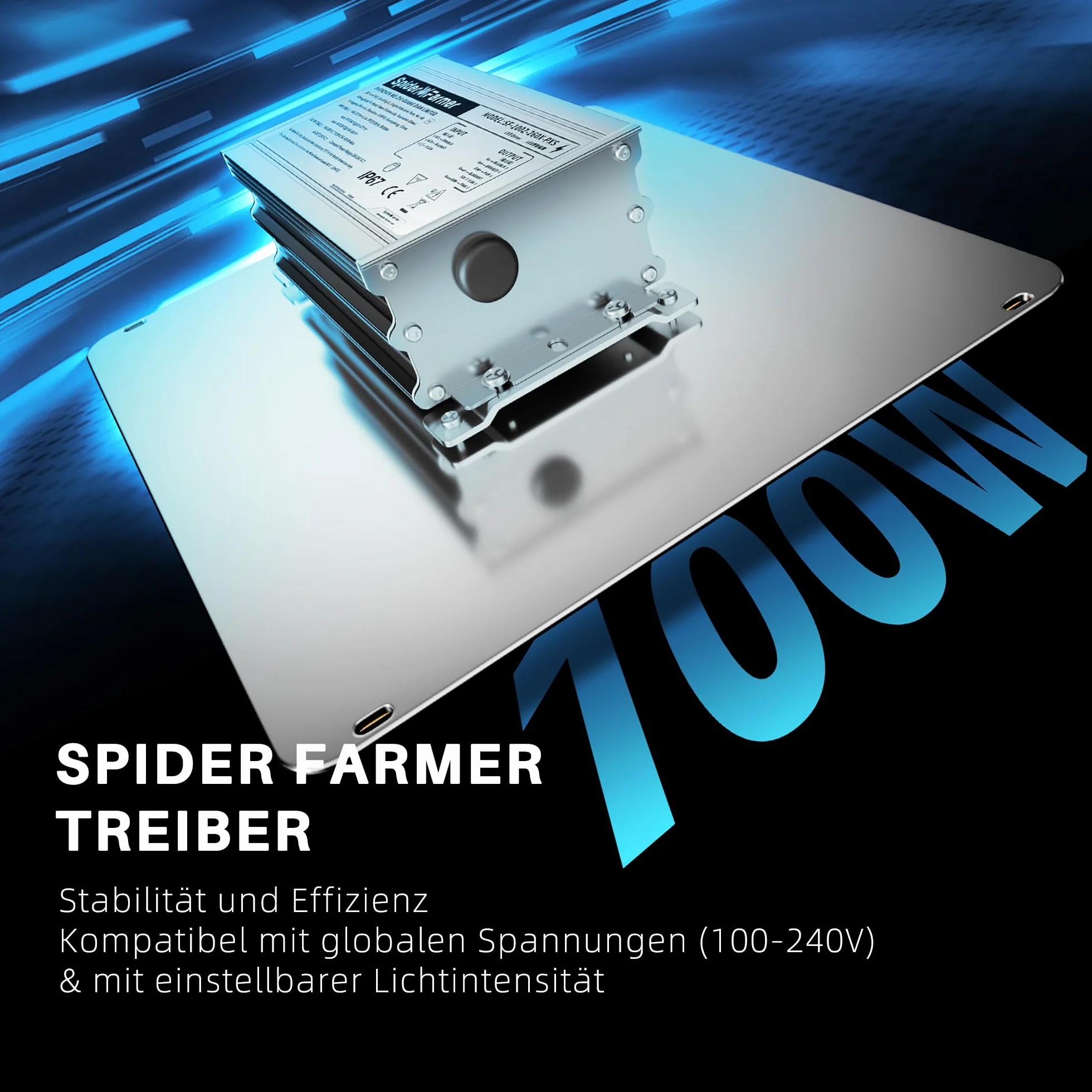 Spider Farmer LED Grow Lampe SF1000D LED Pełne spektrum Lampa do uprawy roślin z diodami Samsung LM301B 100W Pokrywa 60x60 cm Lampa do wzrostu do uprawy roślin w szklarni, rośliny pokojowe, warzywa