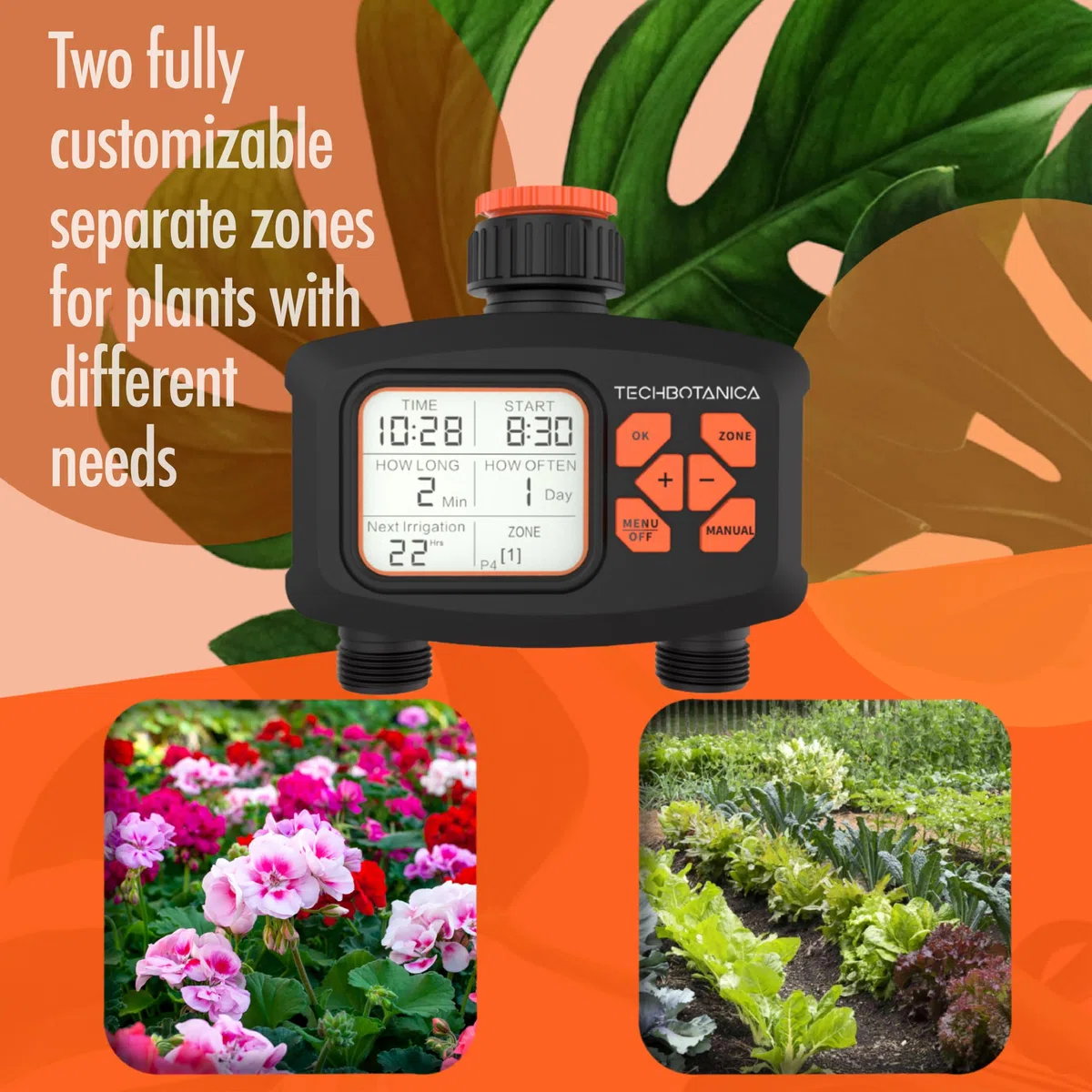 Timer wody do węża ogrodowego, automatyczny system nawadniania, ręczne nawadnianie, automatyczne nawadnianie, wodoodporny i trwały, z dużym ekranem LCD