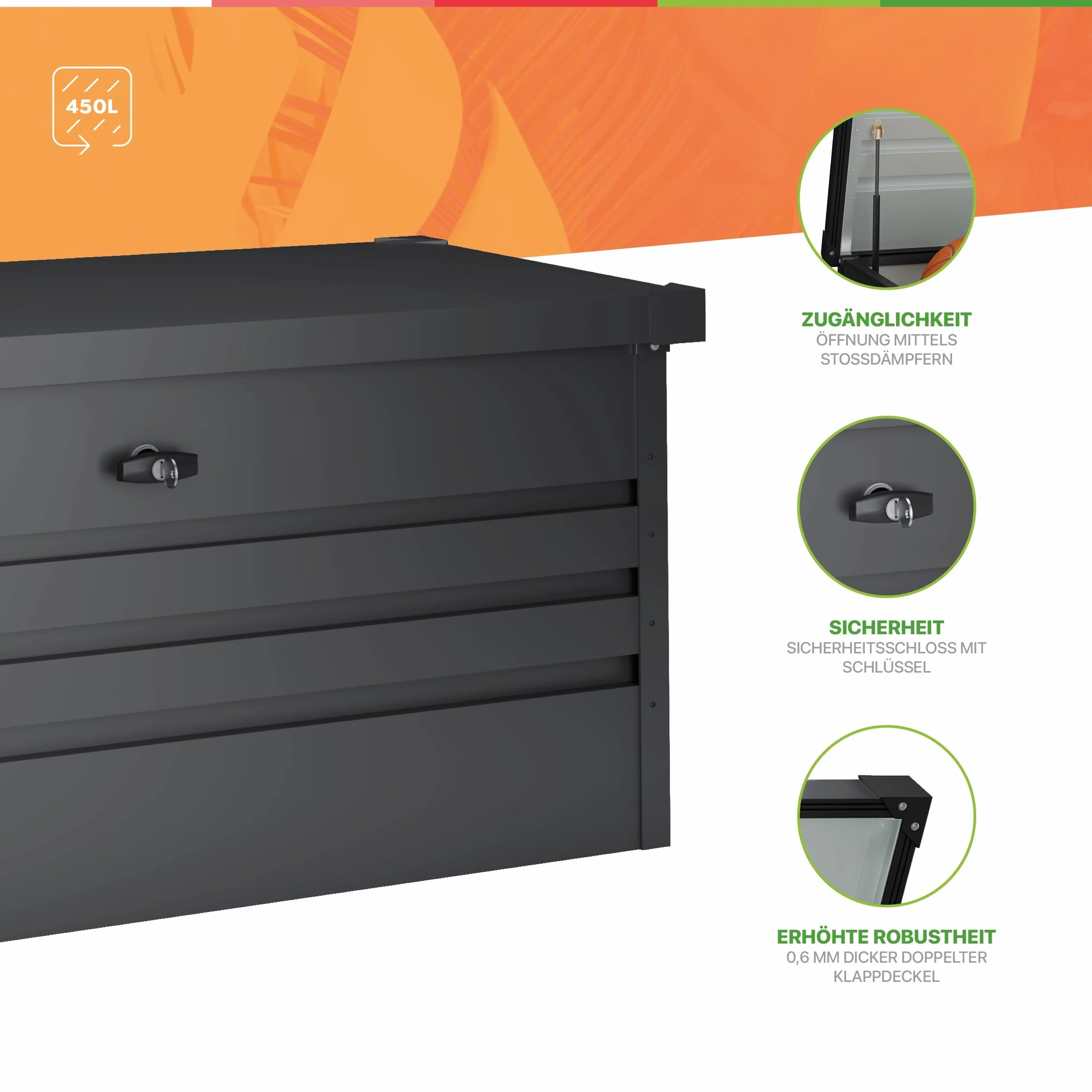 Okoru Hoggar Skrzynia do przechowywania na zewnątrz 450 l 120 x 61 x 62 cm