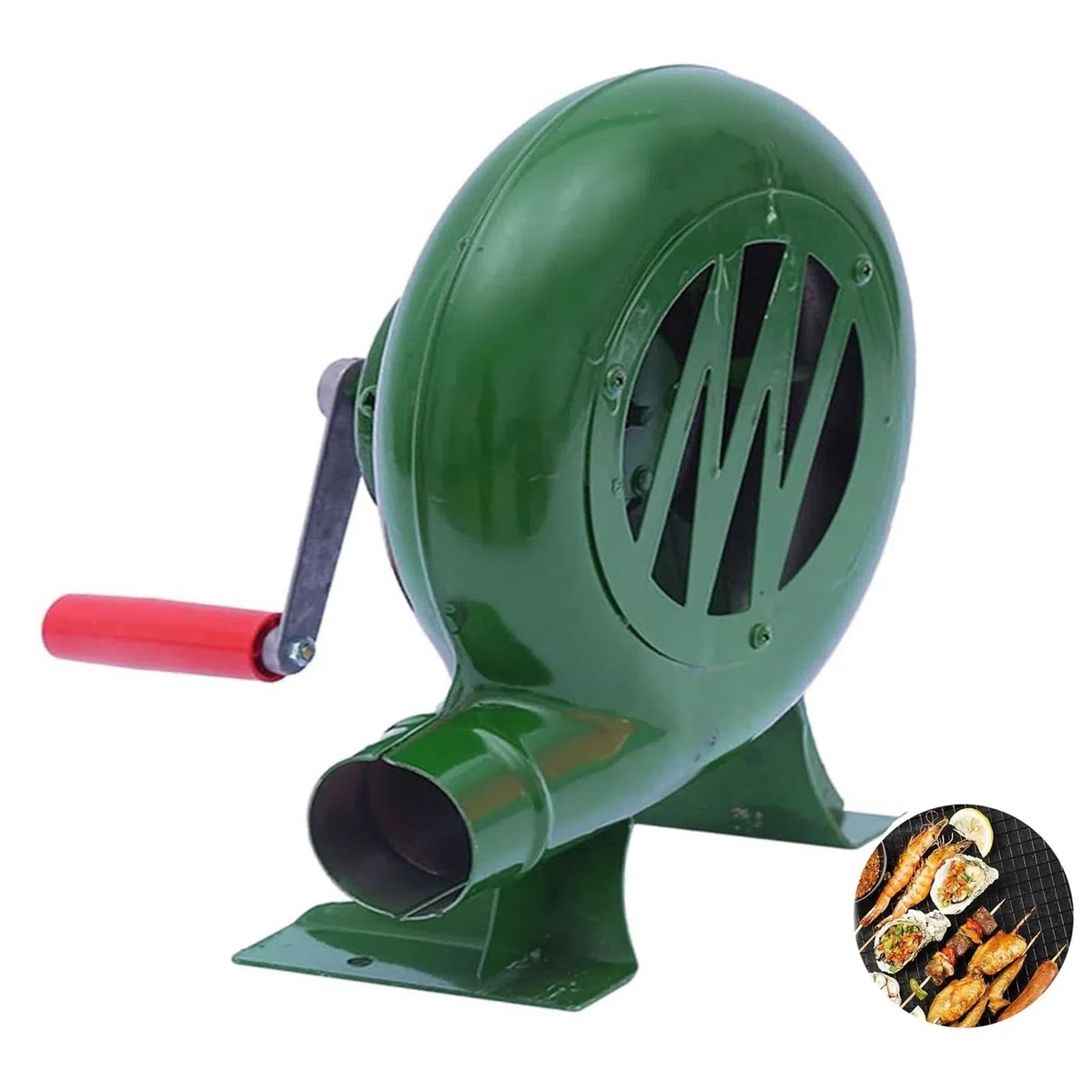 Ręczny wentylator do grilla, dmuchawa korbowa, dmuchawa do grilla, kemping, piknik, zajęcia na świeżym powietrzu (120 W)