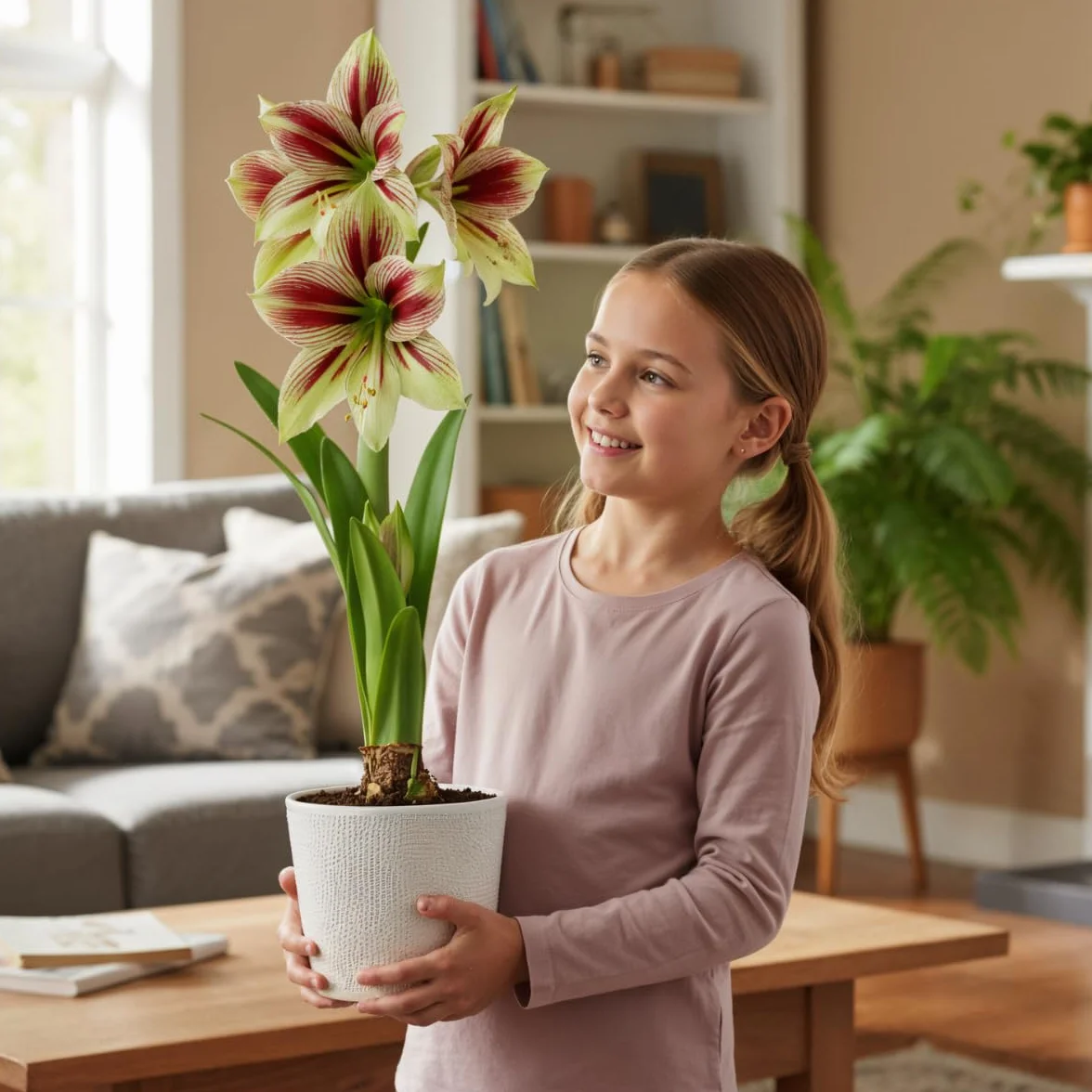 Amaryllis Papilio, 1 cebula w dużym formacie 20/22, ekskluzywne cebule kwiatowe, rośliny i kwiaty z Holandii, prawdziwe hippeastrum (bez nasion, nie w wosku i nie sztuczne)