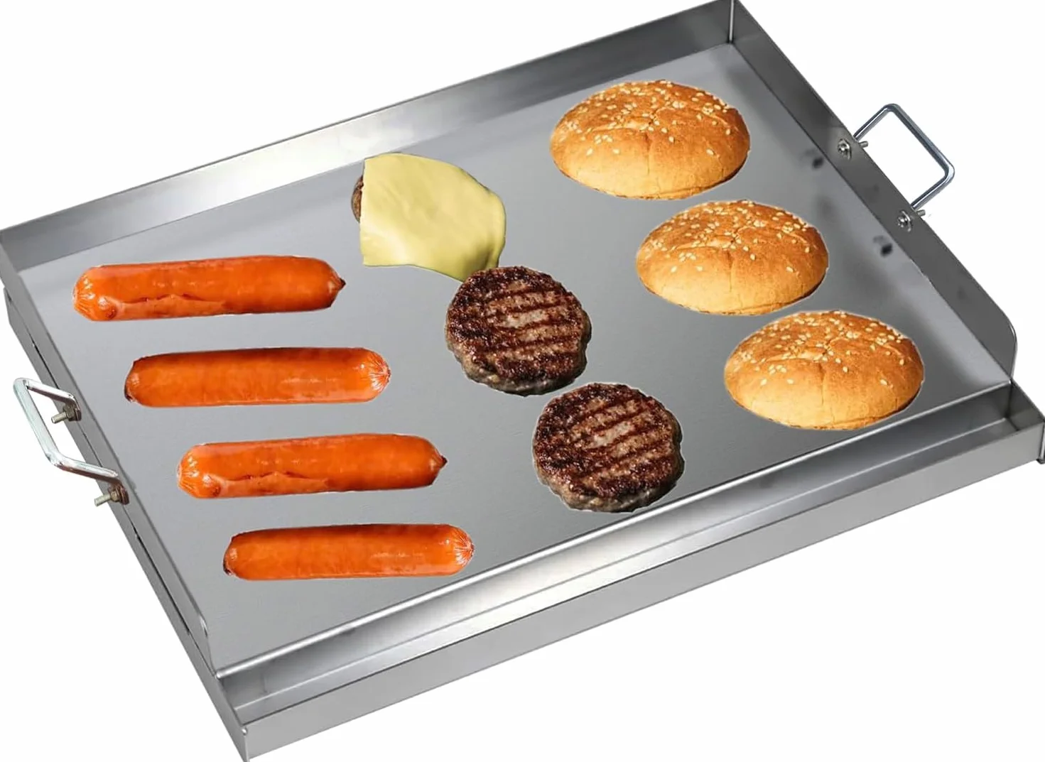 Płyta grillowa z stali nierdzewnej | 54x41x8 cm | uniwersalna deska BBQ, plancha 2 mm, pasująca do grilla gazowego i na węgiel