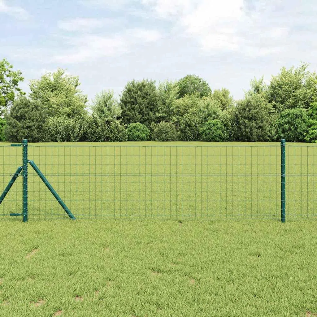 Ogrodzenie euro, zielone 0,8 x 10 m, żelazo powlekane PCW, wytrzymałe ogrodzenie ogrodowe do użytku na zewnątrz, trwała bariera dla zwierząt, łatwy montaż do ogrodu, na podwórko i taras