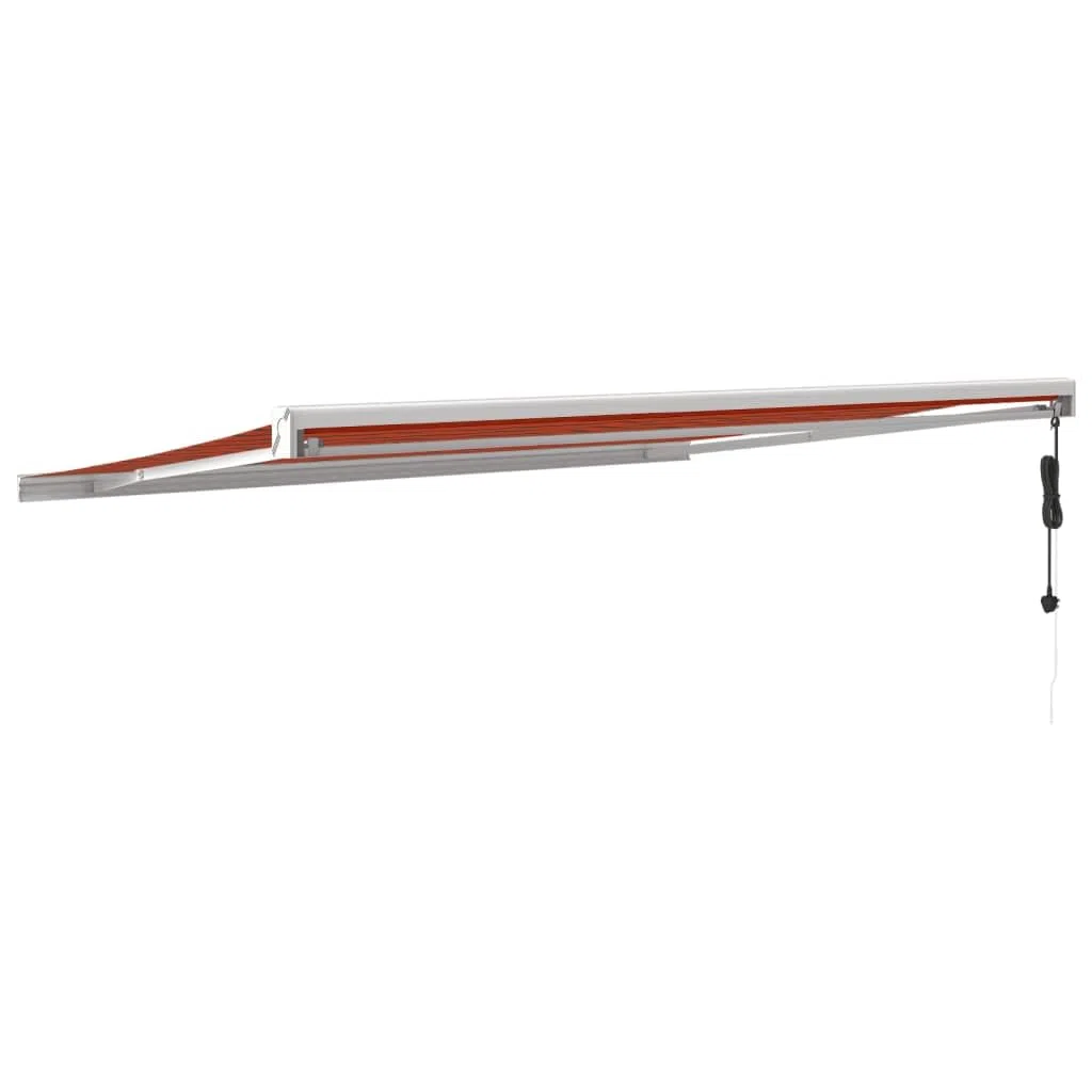 Wysuwana markiza przeciwsłoneczna z silnikiem/ręcznym zadaszeniem na patio, na zewnątrz, osłona balkonu, pomarańczowo-brązowa, 4 x tkanina aluminiowa, idealna na taras i ochronę ogrodu