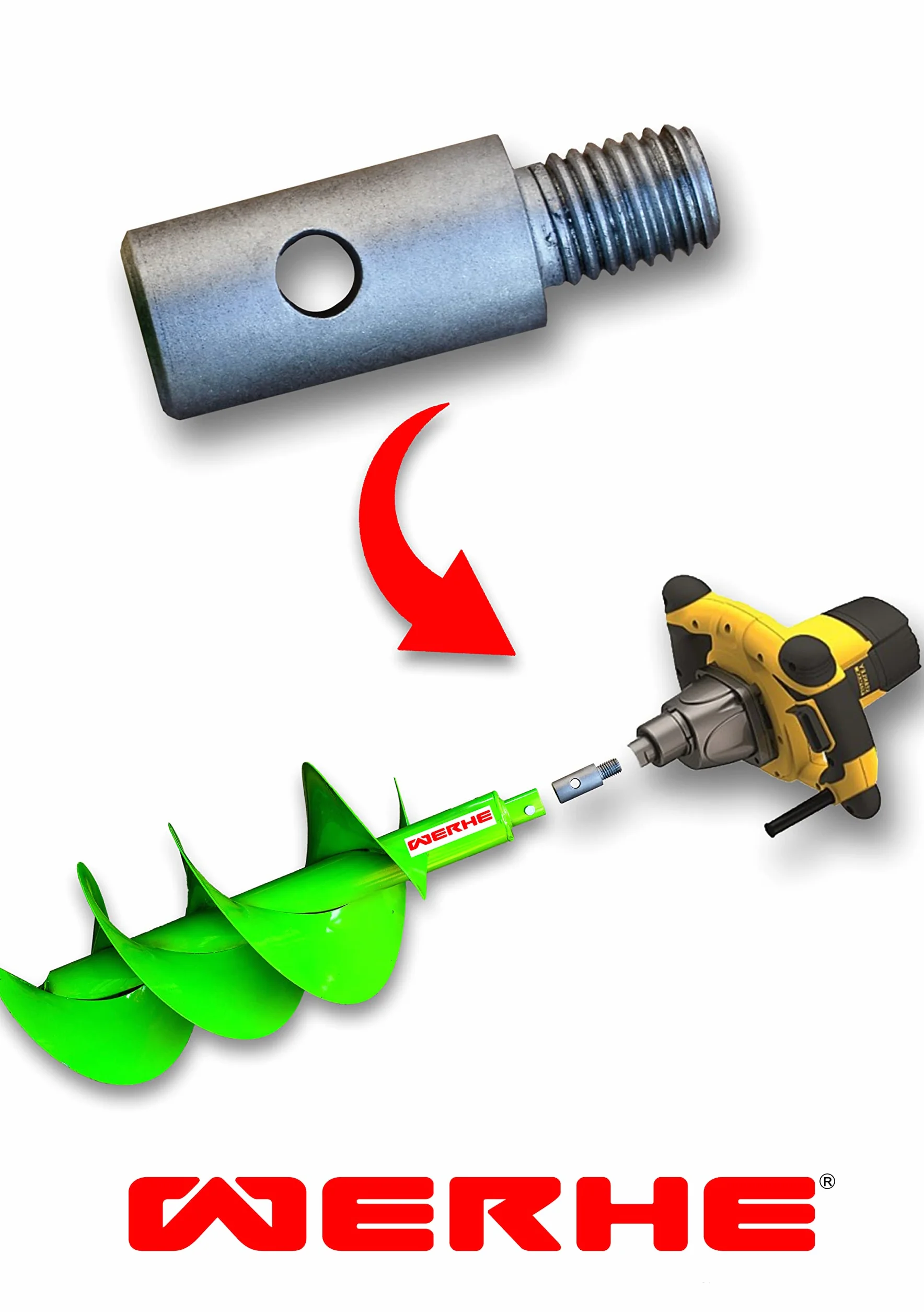 WERHE świder ziemny do wiertarki, Ø 80 mm, podwójna spirala, z M14 adapter | precyzyjny grot, wysoka trwałość, długa żywotność, także jako mieszadło do zaprawy do wykorzystania