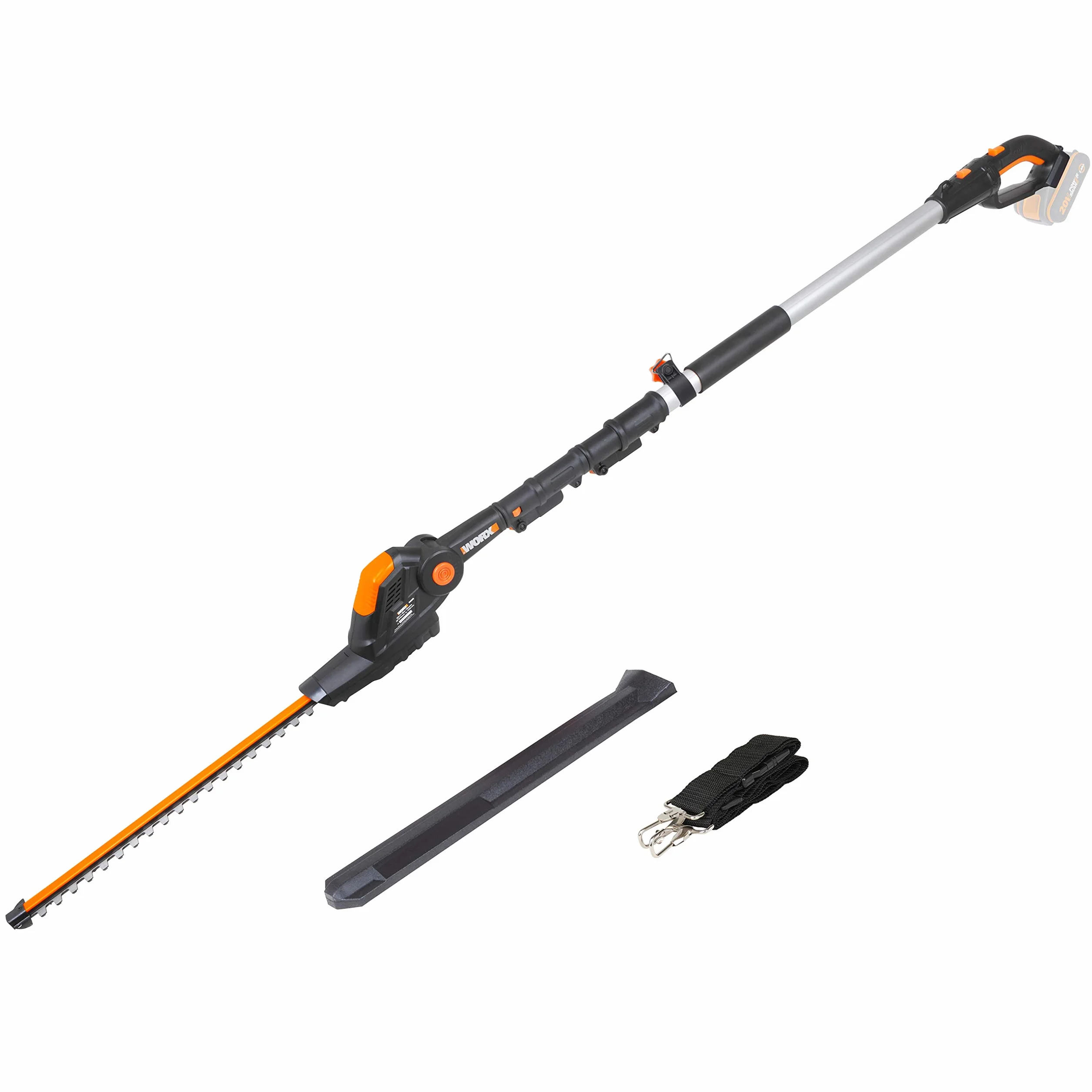 WORX WG252E.9 Akumulatorowe Teleskopowe Nożyce do Żywopłotu, Szerokość Cięcia 45 cm, 10-Pozycyjna Regulowana Rączka do Wysokości 3.2 m, Kompatybilne z Powershare, bez Akumulatora i Ładowarki
