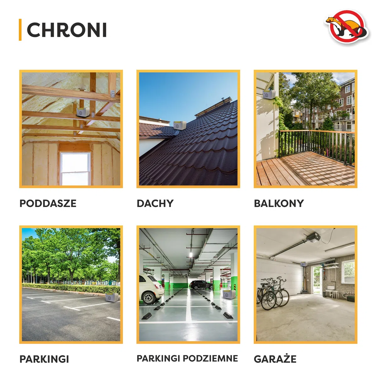 Odstraszacz gryzoni cichy Light | Hermetyczny, idealny na strych, poddasze | Działa w 5 Stron wokoło i w dół | Zasilanie 230V