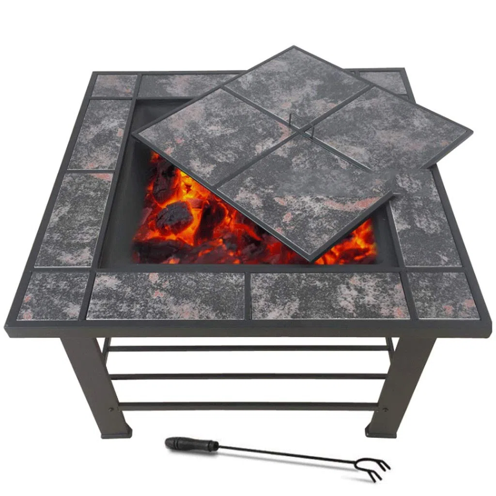 Ogród palenisko 76 cm palenisko na zewnątrz duże stalowe palenisko palenisko miska grill palenisko na zewnątrz z ekranem iskrowym do gotowania siatka poker na podwórko ogród ognisko miska do grilla (kolor: brązowy)