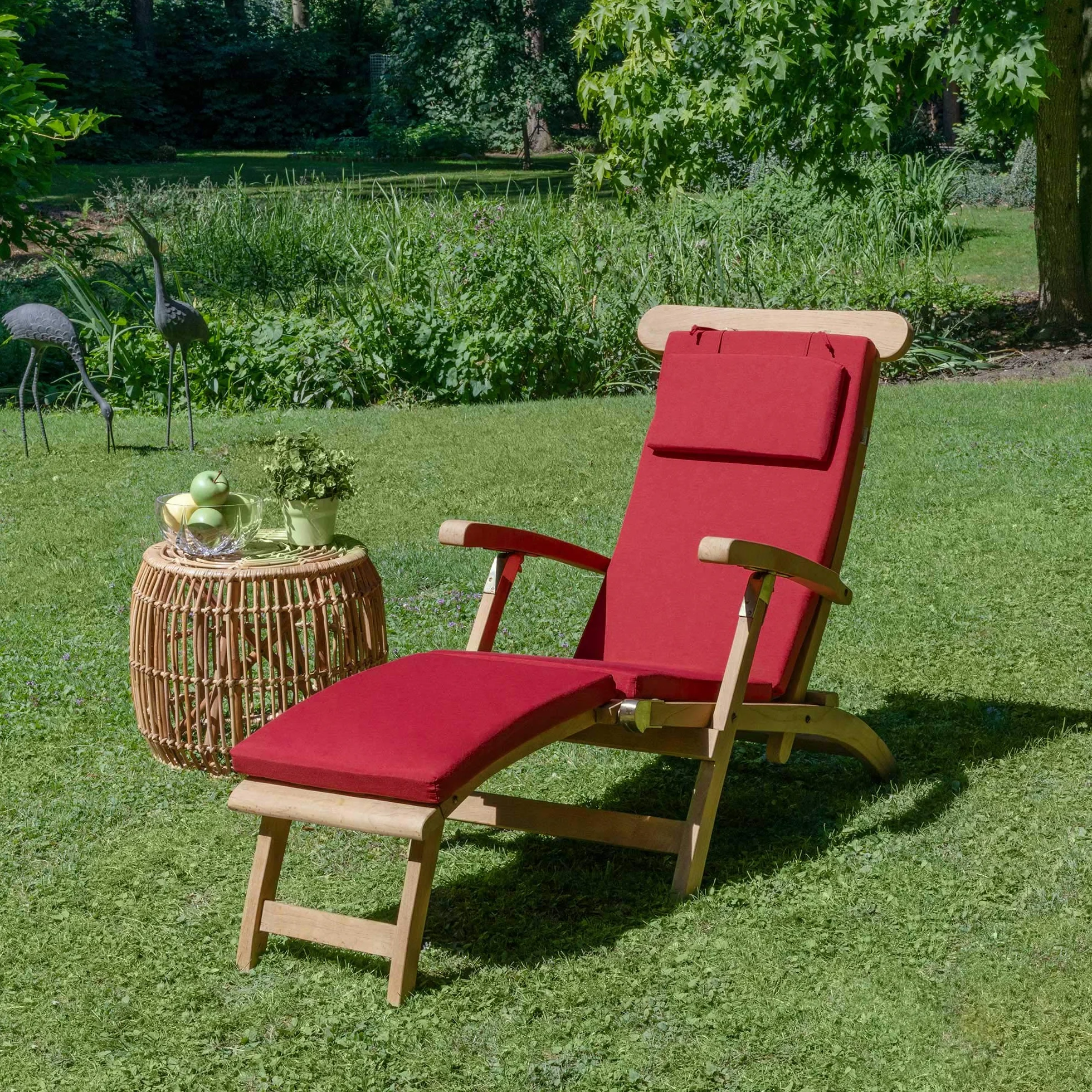 Beautissu materac poduszka na leżak LoftLux DC 175 x 45 x 5 cm Poducha na leżak ogrodowy ze zdejmowaną poszewką Czerwona