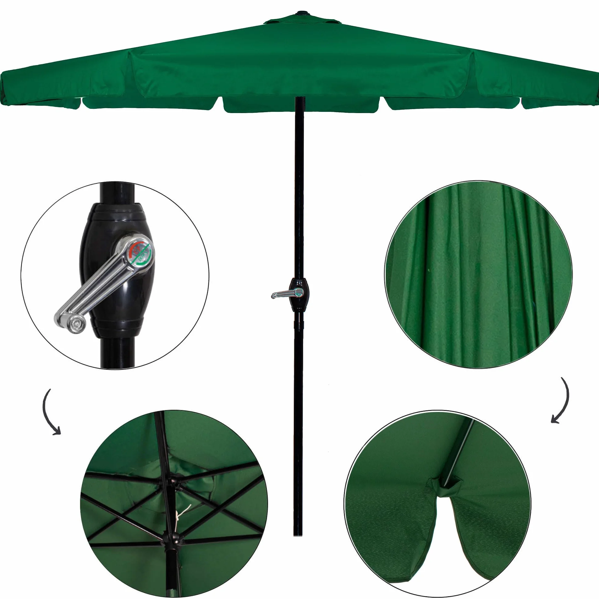 SPRINGOS Parasol ogrodowy parasol przeciwsłoneczny, system korbowy, 400 x 252 cm, zielony, 400 x 252 cm