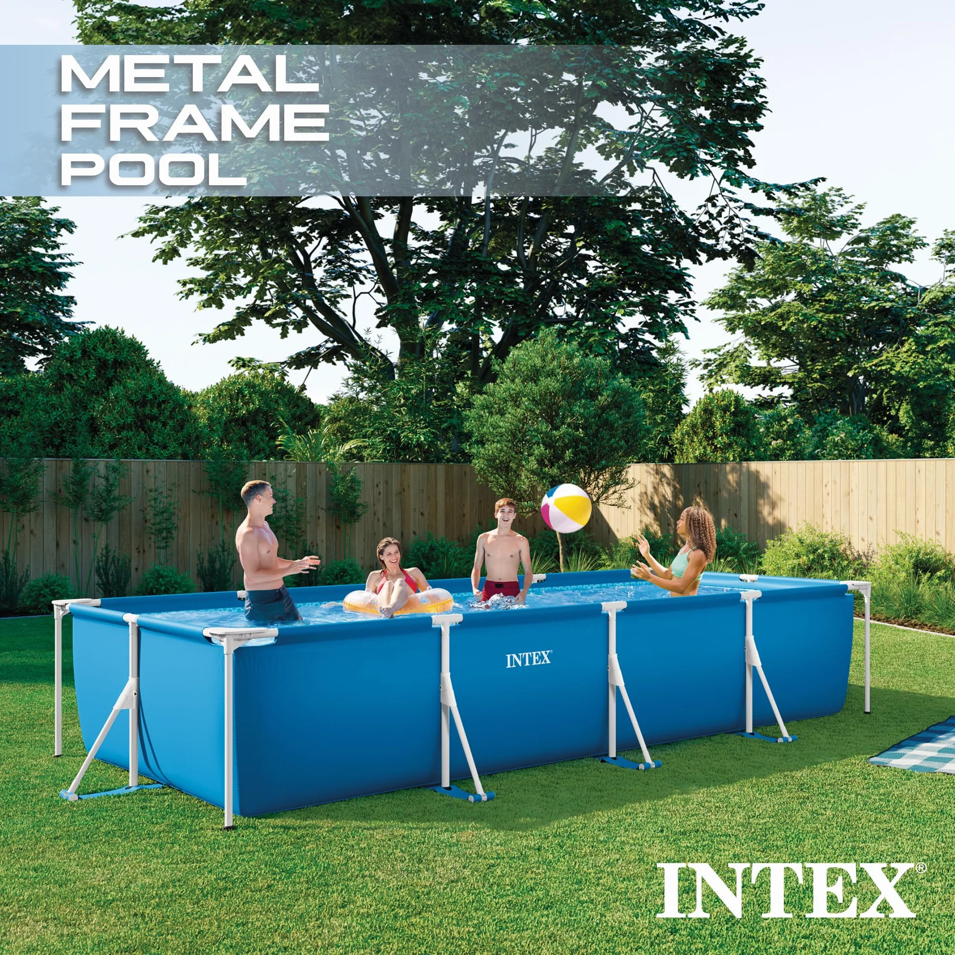 INTEX 28273NP Rectangular basen rozkładany, niebieski, 450 x 220 x 84 cm