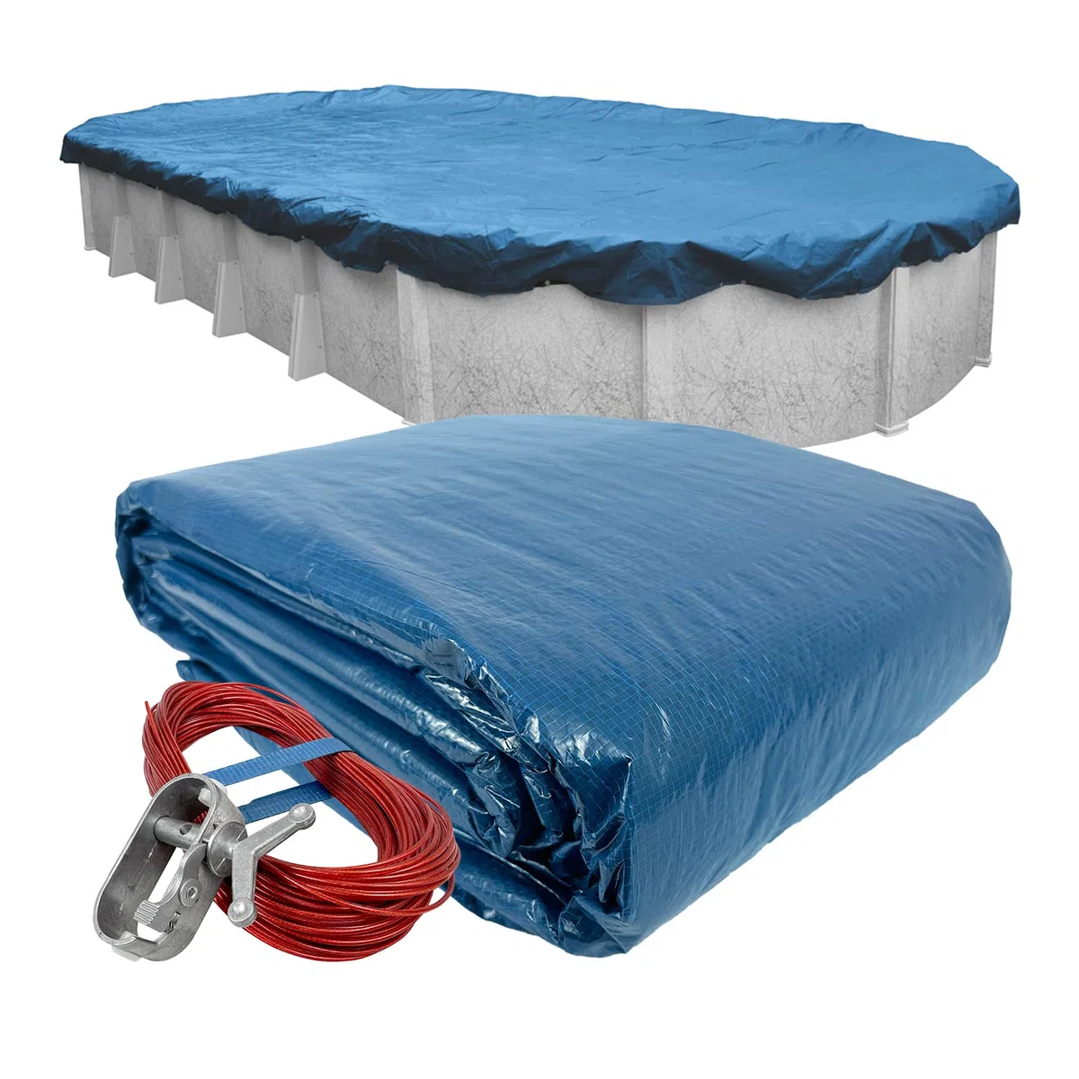 Pool Mate 352141-4PM Heavy Duty owalny zimowy pokrowiec na basen, 6,4 x 12,5 m