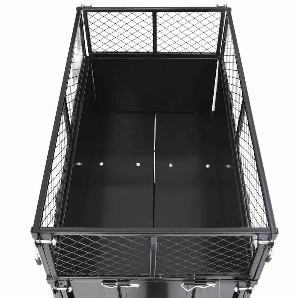Przyczepa uchylna do kosiarki stalowej, obciążenie 150 kg, z kołami pneumatycznymi, 130 x 52 x 87 cm, uniwersalne sprzęgłe, składane ściany boczne do pielęgnacji ogrodu, rabatek, tarasów i