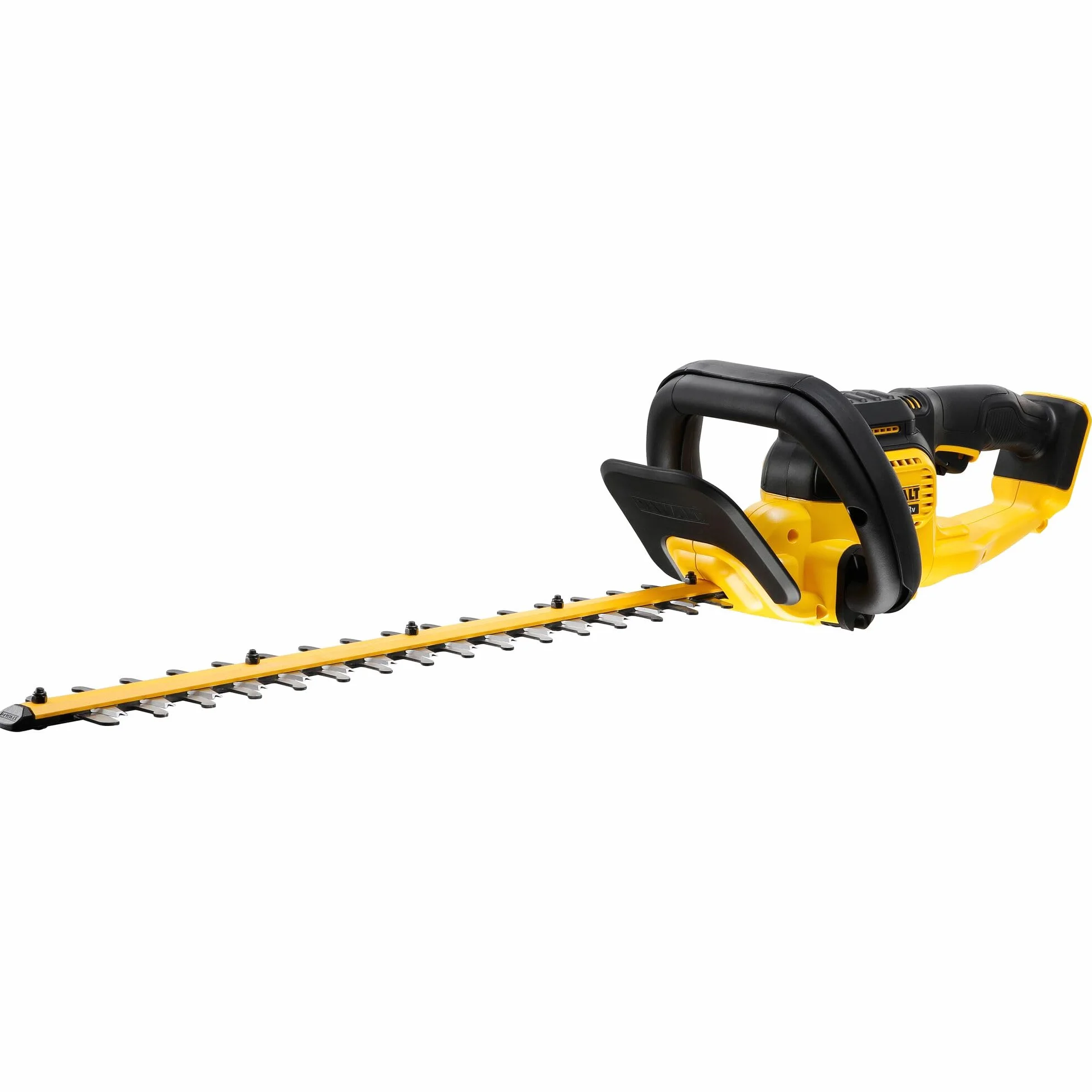 DEWALT Akumulatorowe nożyce do żywopłotu DCMHT563N (18 V, długość miecza 55 cm, grubość cięcia 25 mm, bardzo wytrzymała obudowa z tworzywa sztucznego Xenoy, w zestawie z futerałem na noże, dostawa bez akumulatora i ładowarki)