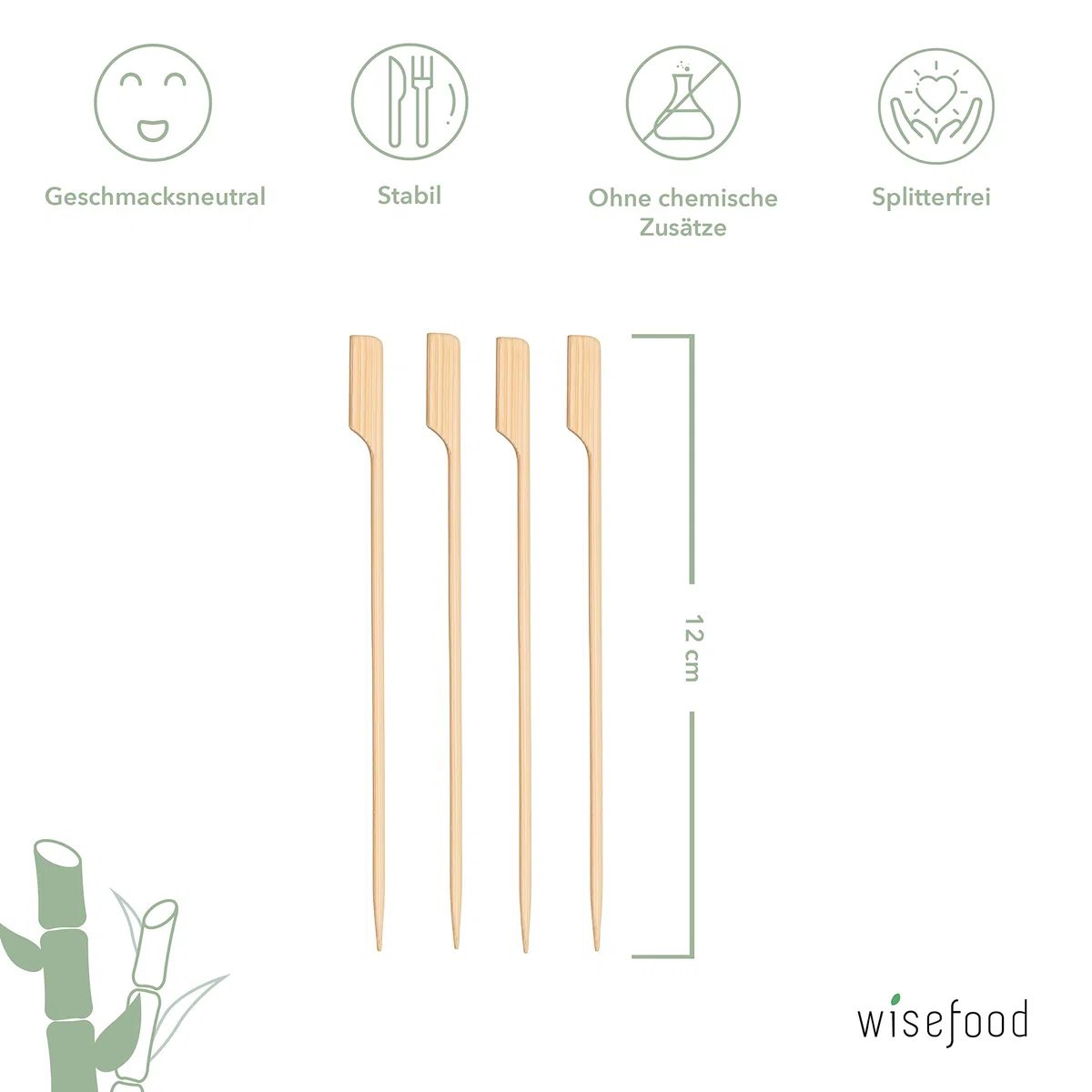 wisefood rożen na przekąski, 12 cm, 250 sztuk drewnianych szaszłyków do koktajli, szpikulce do grilla, jednorazowe sztućce, biodegradowalne, naturalne, stabilne, przyjazne dla środowiska