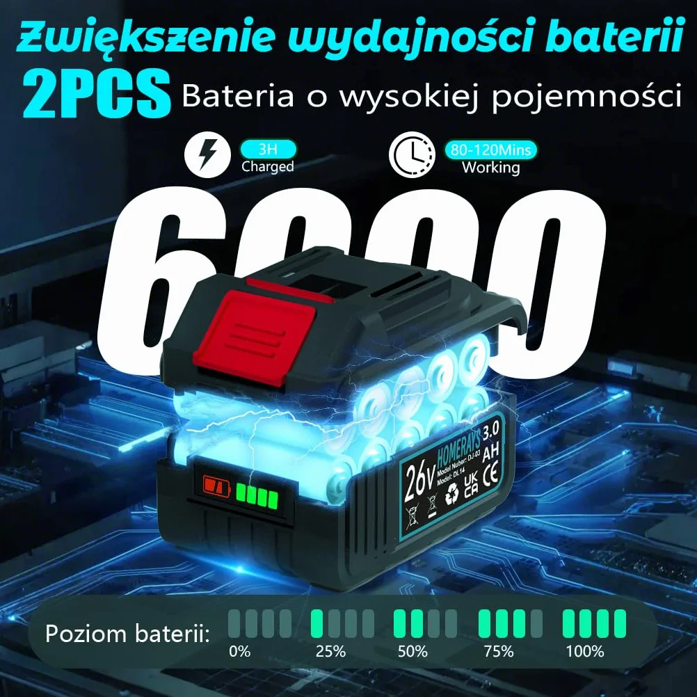 Mini piła łańcuchowa akumulatorowa 6000mAh 8 cali 6 cali bezszczotkowa z automatyczną olejarką