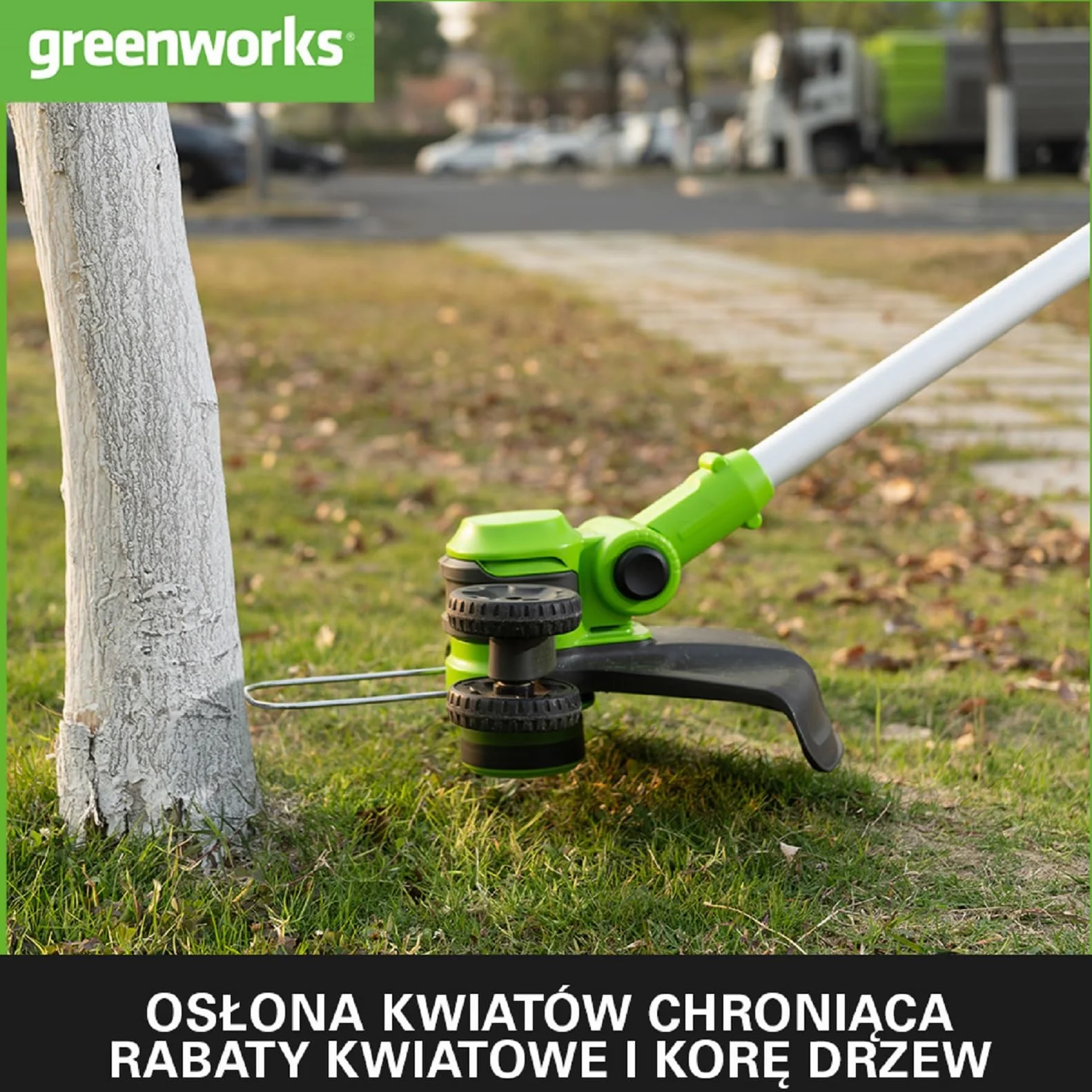 Greenworks G40LT33 Akumulatorowa Podkaszarka Krawędziarka z Kołem do Małych i Średnich Ogrodów, Szerokość Cięcia 33 cm, Automatyczny Wysuw Żyłki Nylonowej 1,65 mm, BEZ Baterii 40V i Ładowarki