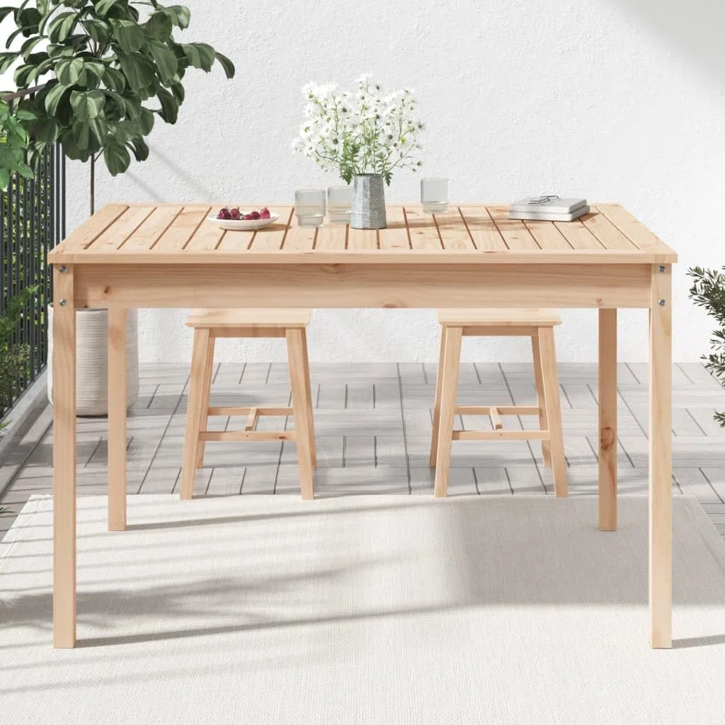Klasyczny stół ogrodowy z litego drewna sosnowego, 121 x 82,5 x 76 cm, na taras, balkon i do ogrodu – stabilna rama drewniana, wytrzymały blat stołu do napojów i dekoracji, w zestawie