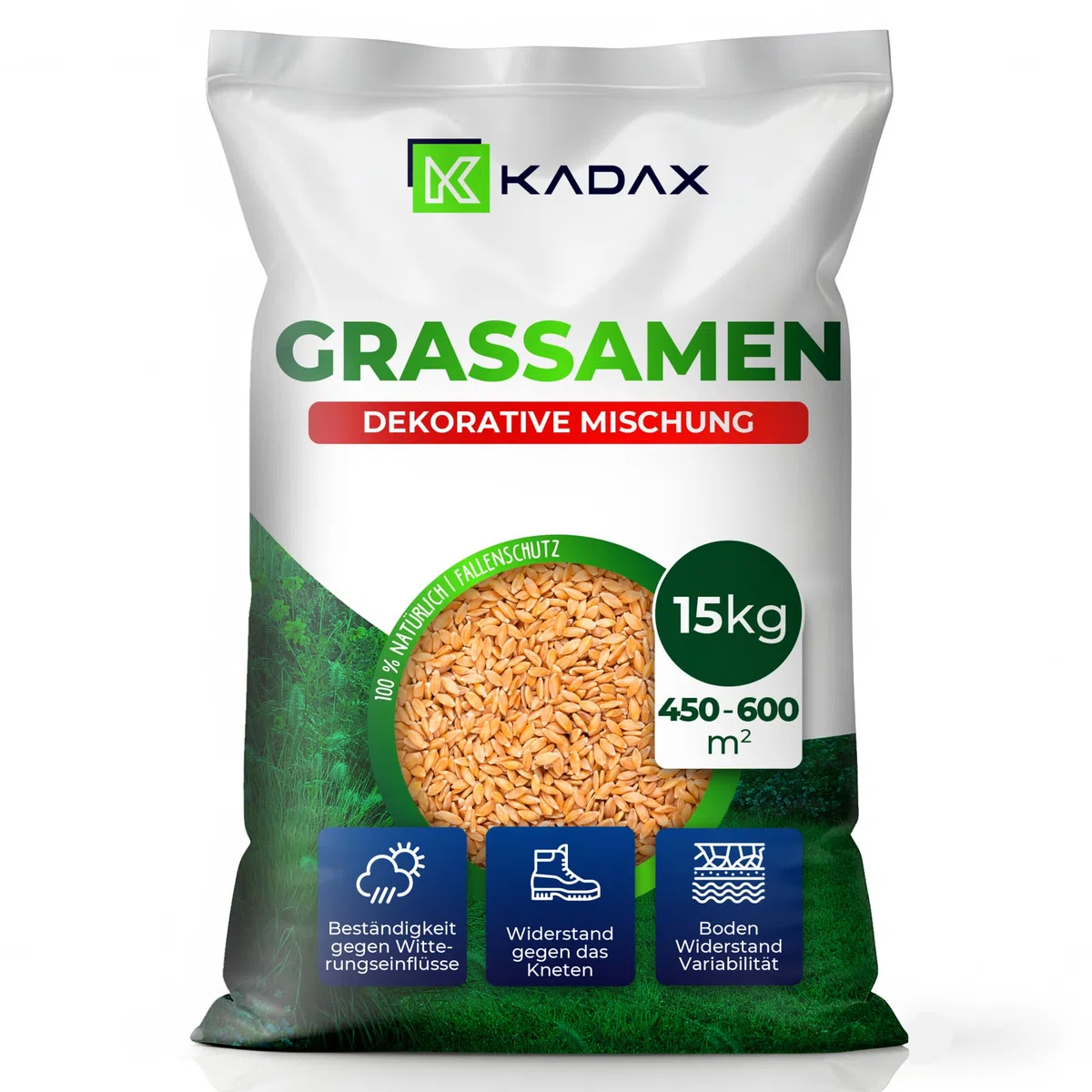 KADAX Trawa ozdobna, 600 m², nasiona trawy ozdobnej, mieszanka nasion trawy, nasiona trawy, nasiona efektywne, mieszanka nasion trawy, trawa, mieszanka nasion (15 kg)