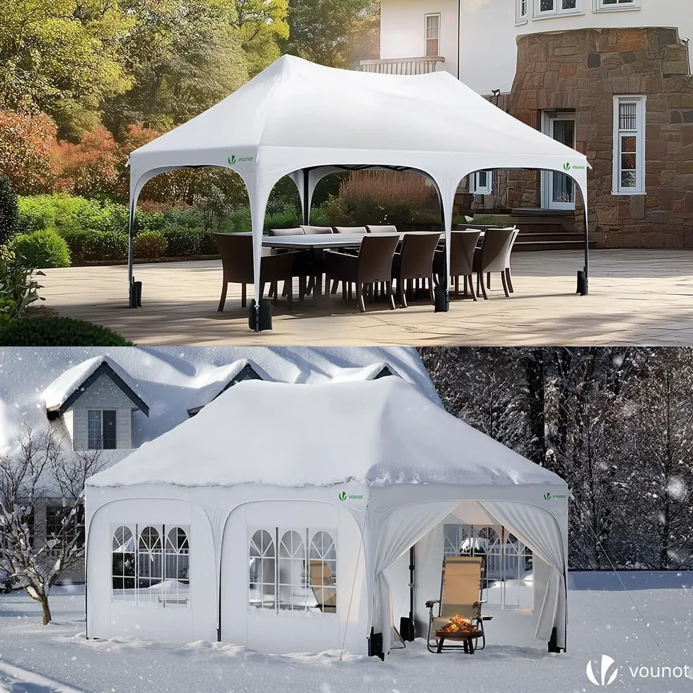 VOUNOT Namiot składany altanka 3x6m z bokami, wodoodporny altana anty-UV regulowana wysokość, pawilon ogrodowy pergola z workami z piaskiem i torbą do przenoszenia na kemping imprezy weselne na