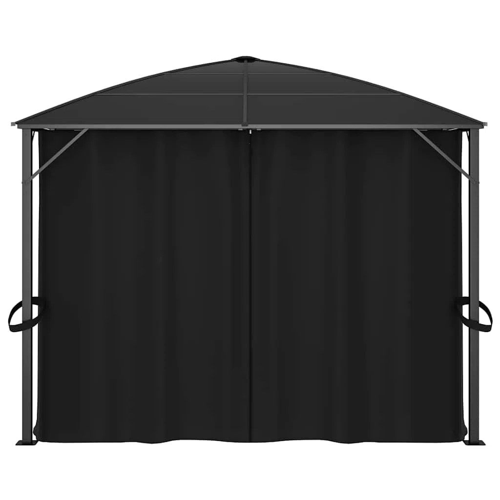 Pawilon z zasłonami, antracyt, 400 x 300 x 265 cm, pawilon ogrodowy z aluminiową ramą, odporny na działanie promieni UV, na imprezę w ogrodzie, taras, grillowanie, wesele, imprezę