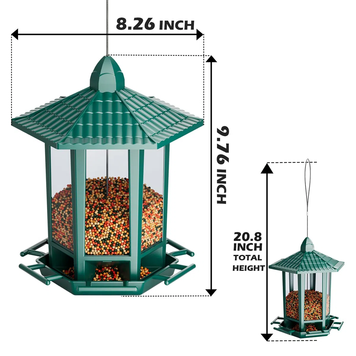 Birdream Karmniki dla ptaków do powieszenia na zewnątrz, wzór pagody, zabawa, instalacja, 1,1 kg, karmniki dla dzikich ptaków, przyciąganie dzikich ptaków, kardynał, wróble ziębia, szczygieł,