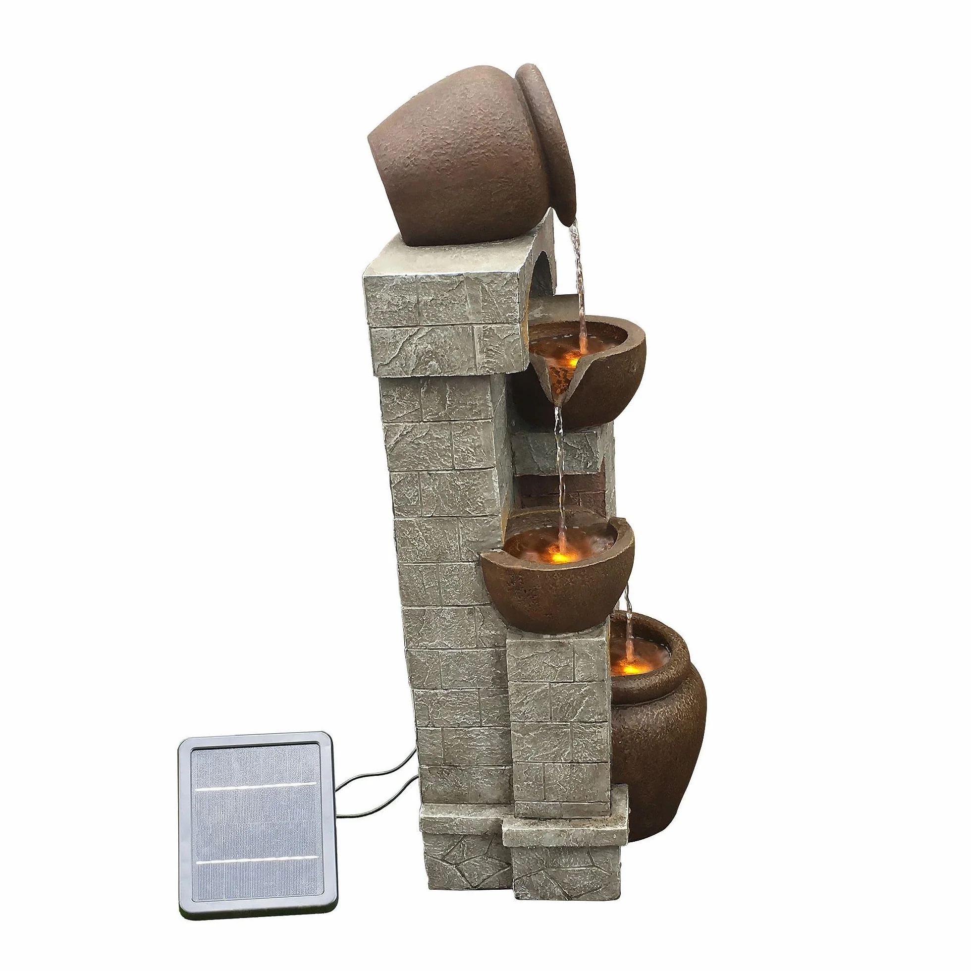 Peaktop energia słoneczna fontanna wodna, ogród, brąz ornament światła PT-SF0001