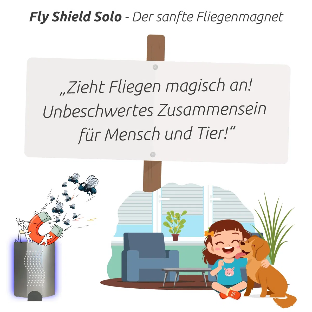 Fly-Shield Solo – wydajna pułapka na muchy UV | ochrona przed komarami i pułapka na muchy | przyjazna dla środowiska i higieniczna | pułapka samoprzylepna z lampą UV