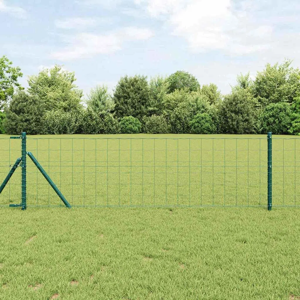 Ogrodzenie euro, zielone 0,6 x 10 m, żelazo powlekane PCW, wytrzymałe ogrodzenie ogrodowe do ogrodu i na taras, trwała bariera dla zwierząt, łatwy montaż bez kopania