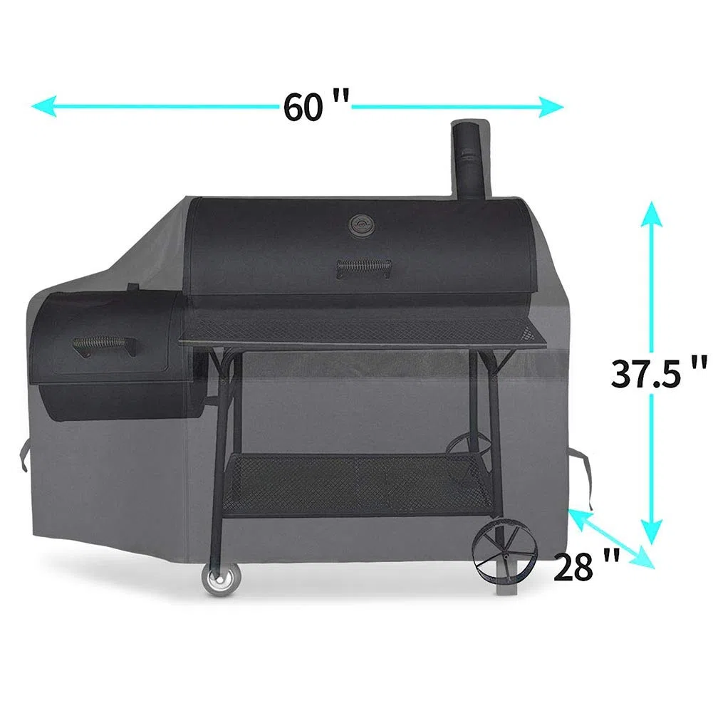 NEXCOVER Offsetowy pokrowiec na grill z węglem drzewnym 152 cm, wodoodporny, odporny na rozdarcia pokrowiec na grilla Brinkmann Char-Broil Weber Nexgrill, czarny