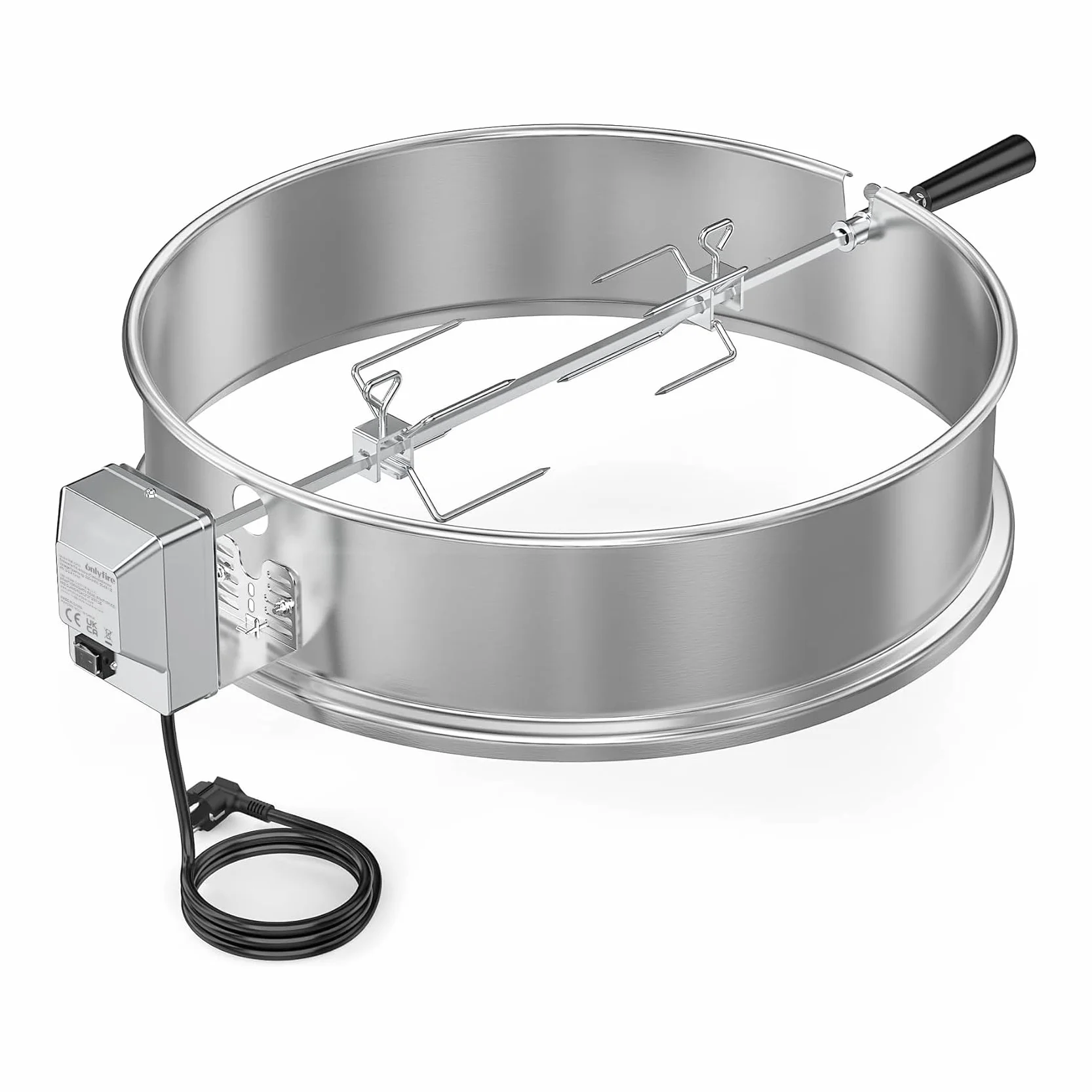 Onlyfire 57CM uniwersalny rożen ze stali nierdzewnej z silnikiem do grilla kociołkowego, rożna, grilla na węgiel drzewny, pasuje do Weber 2290 i innych modeli